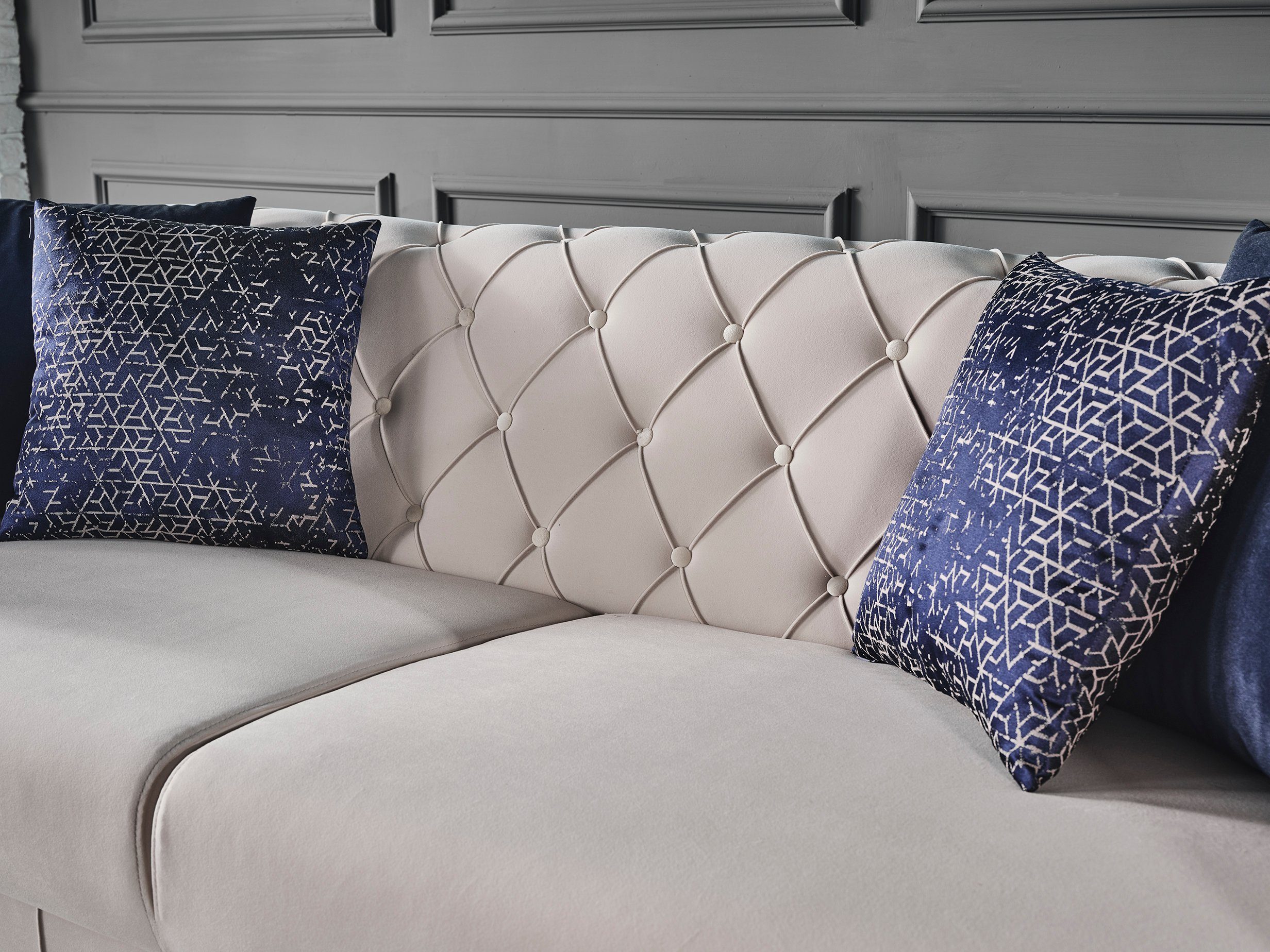 1 Quality,strapazierfähiger Möbel Sofa QUEBEC, Villa Handmade Creme Mikrofaser Teil, Samtstoff