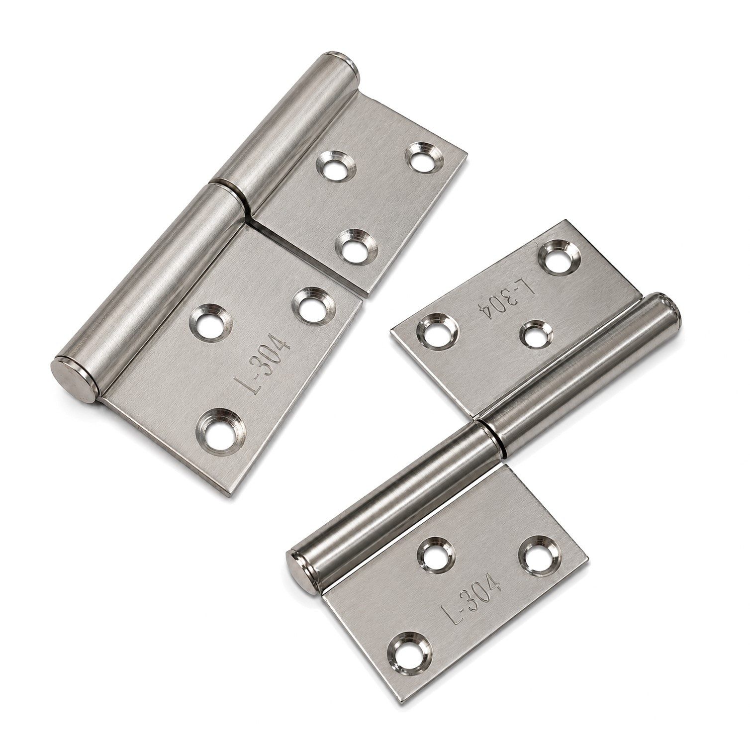HOOZ Türbeschlag Flaggenscharnier Edelstahl 100mm 2er Set Türband zum Aushängen (Set, 2 St., 2 Scharniere), Hebbares Türband mit 360° Drehwinkel und 6 Senkbohrungen