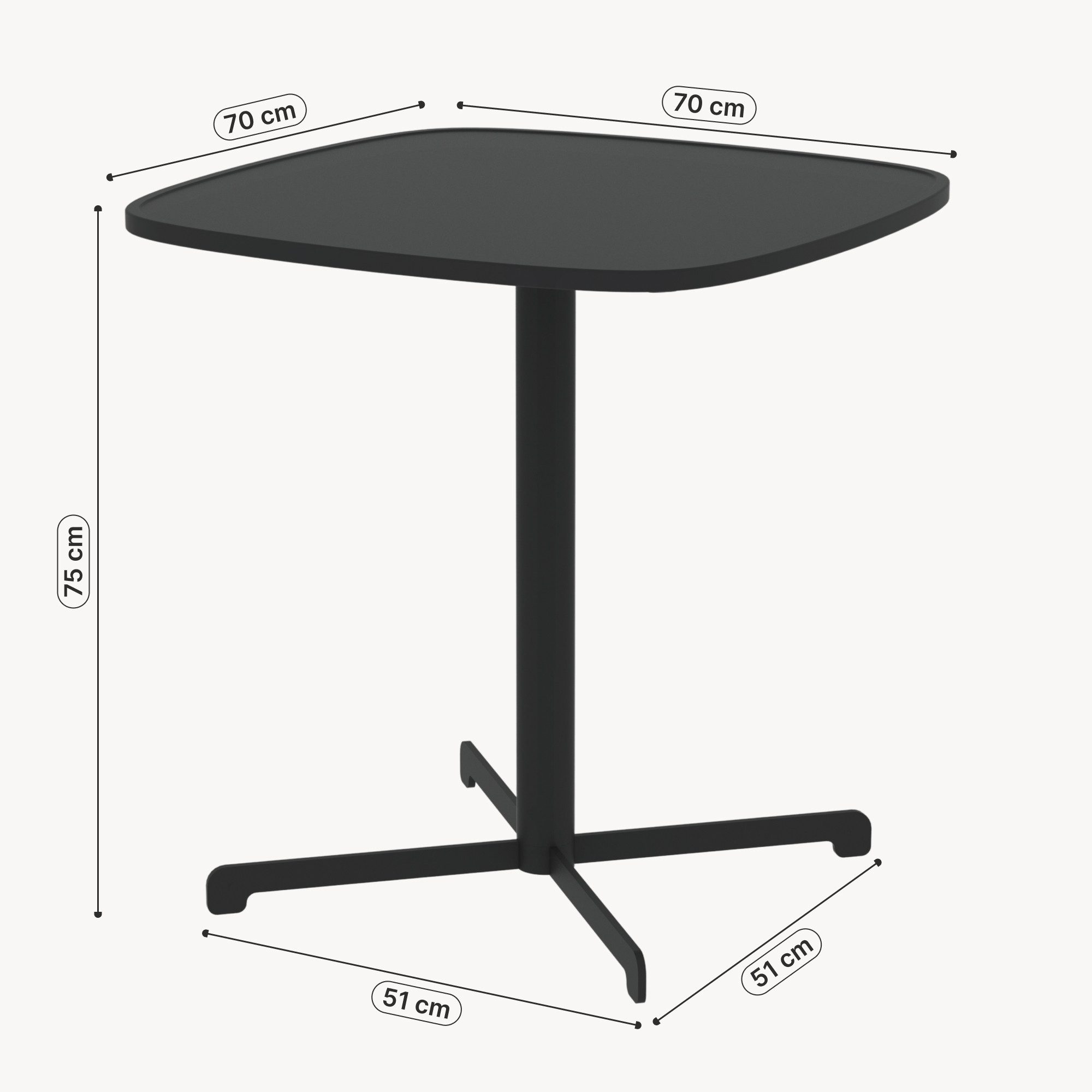 casa.pro Bistrotisch, »Foggia« 75 x 70 x 70 cm quadratisch wetterfest Stahl Anthrazitgrau