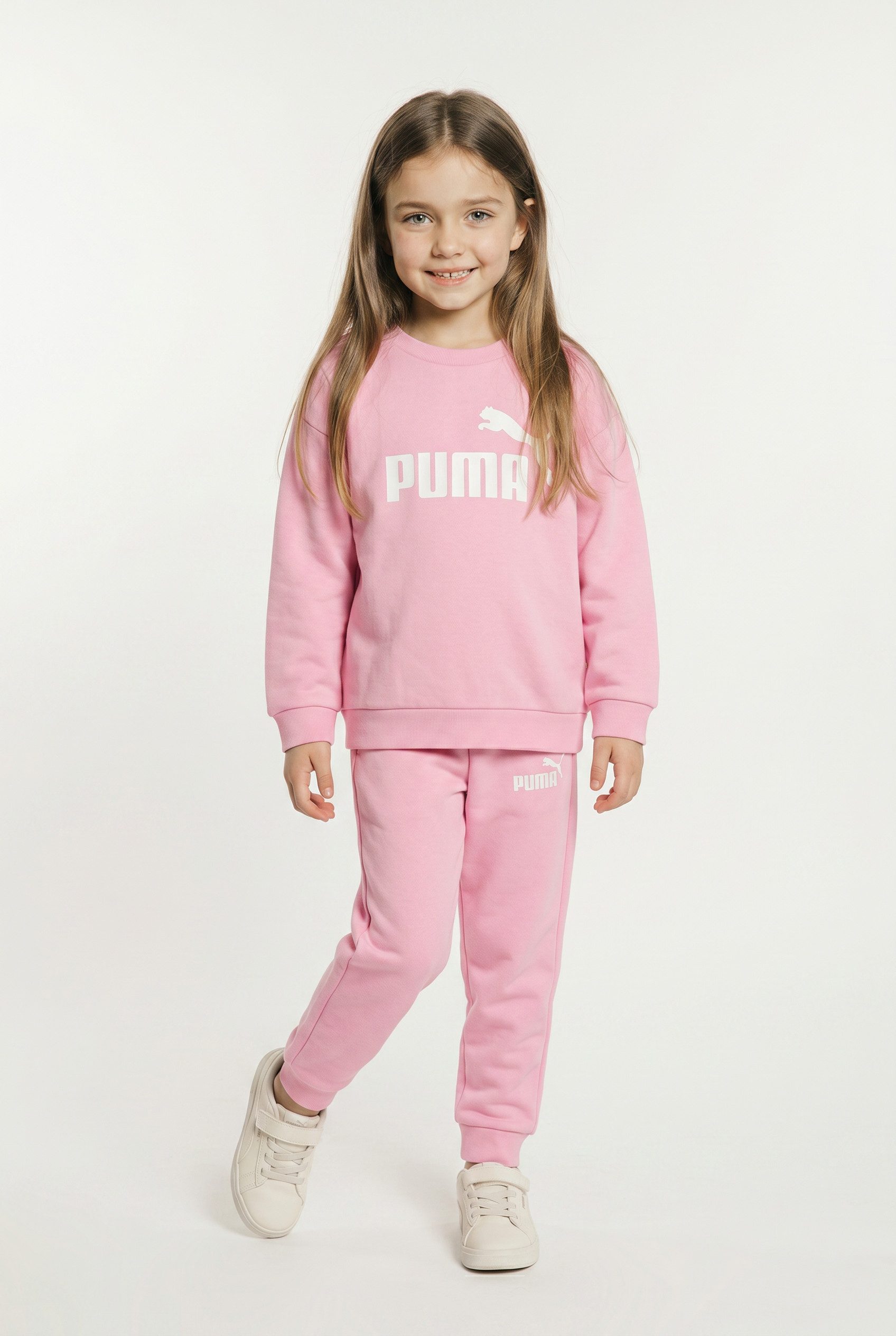 PUMA Trainingsanzug MINICATS ESS CREW SET FL INF (2-tlg), aus kuscheligem Fleecestoff