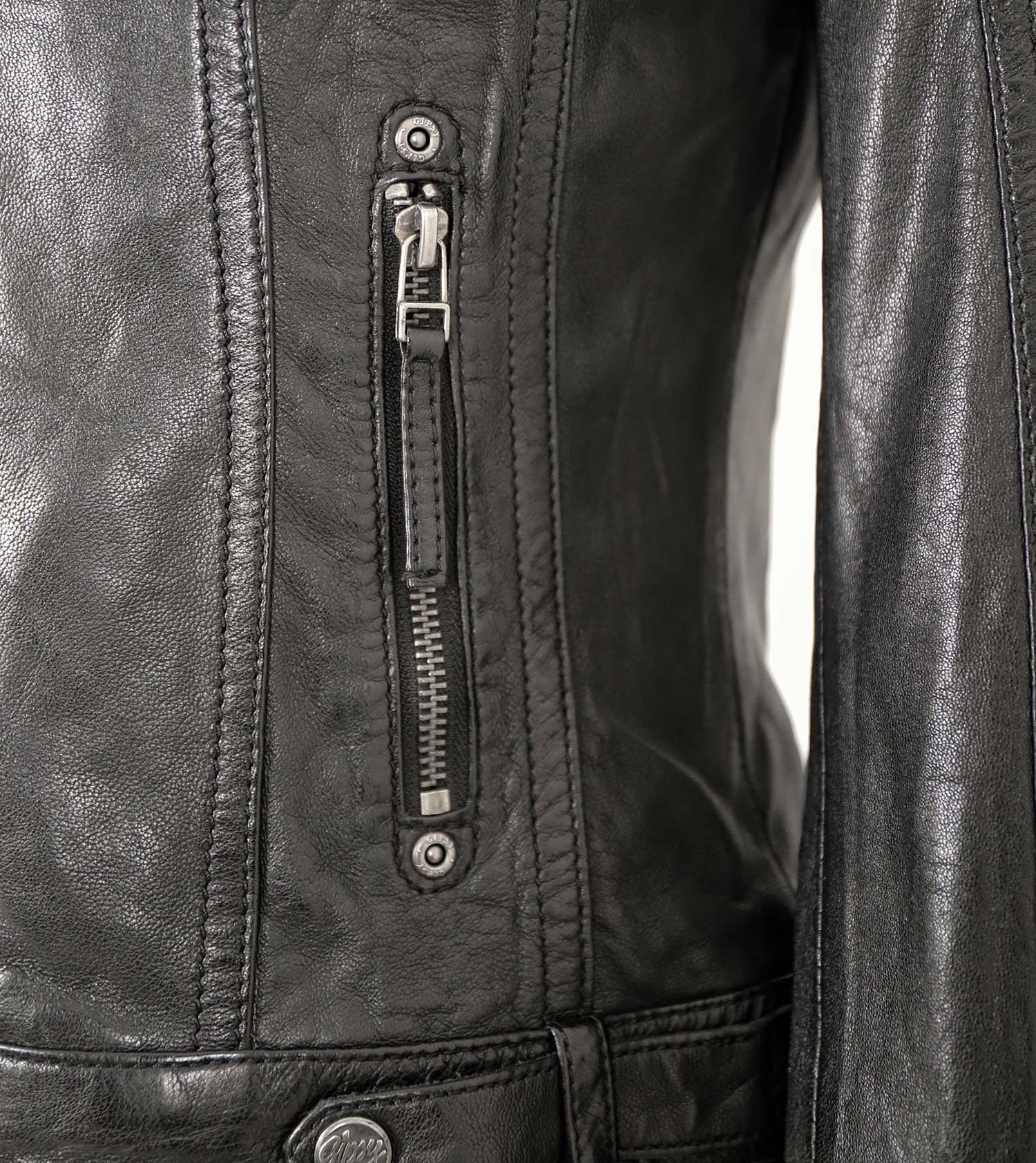 Gipsy by Mauritius Lederjacke Cacey LEGV Gipsy - Damen Lederjacke Bikerjacke Lammnappa Kapuze schwarz