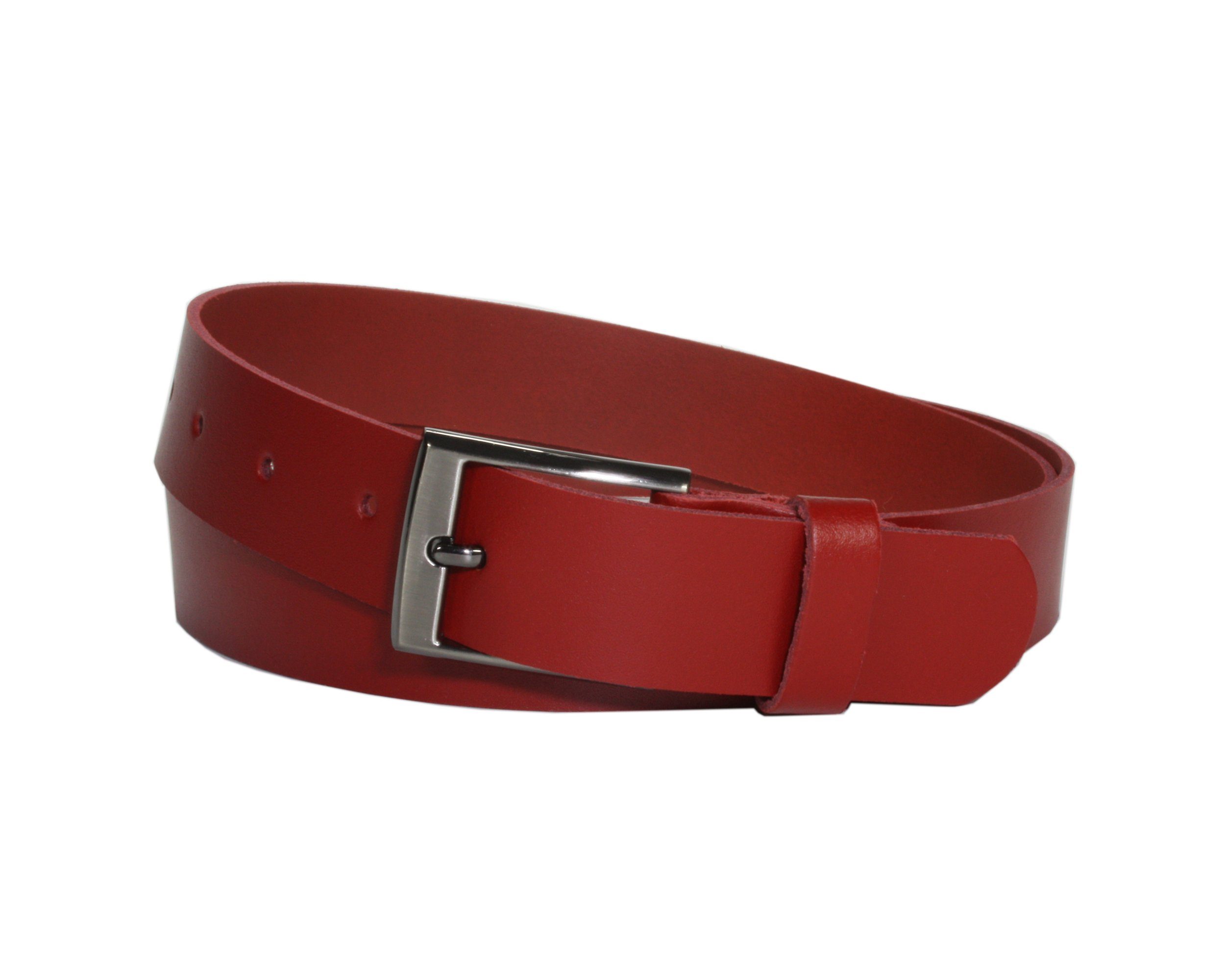 COLOGNEBELT Ledergürtel C20-SL 3 cm breiter Ledergürtel in Rot mit eckiger günstig online kaufen