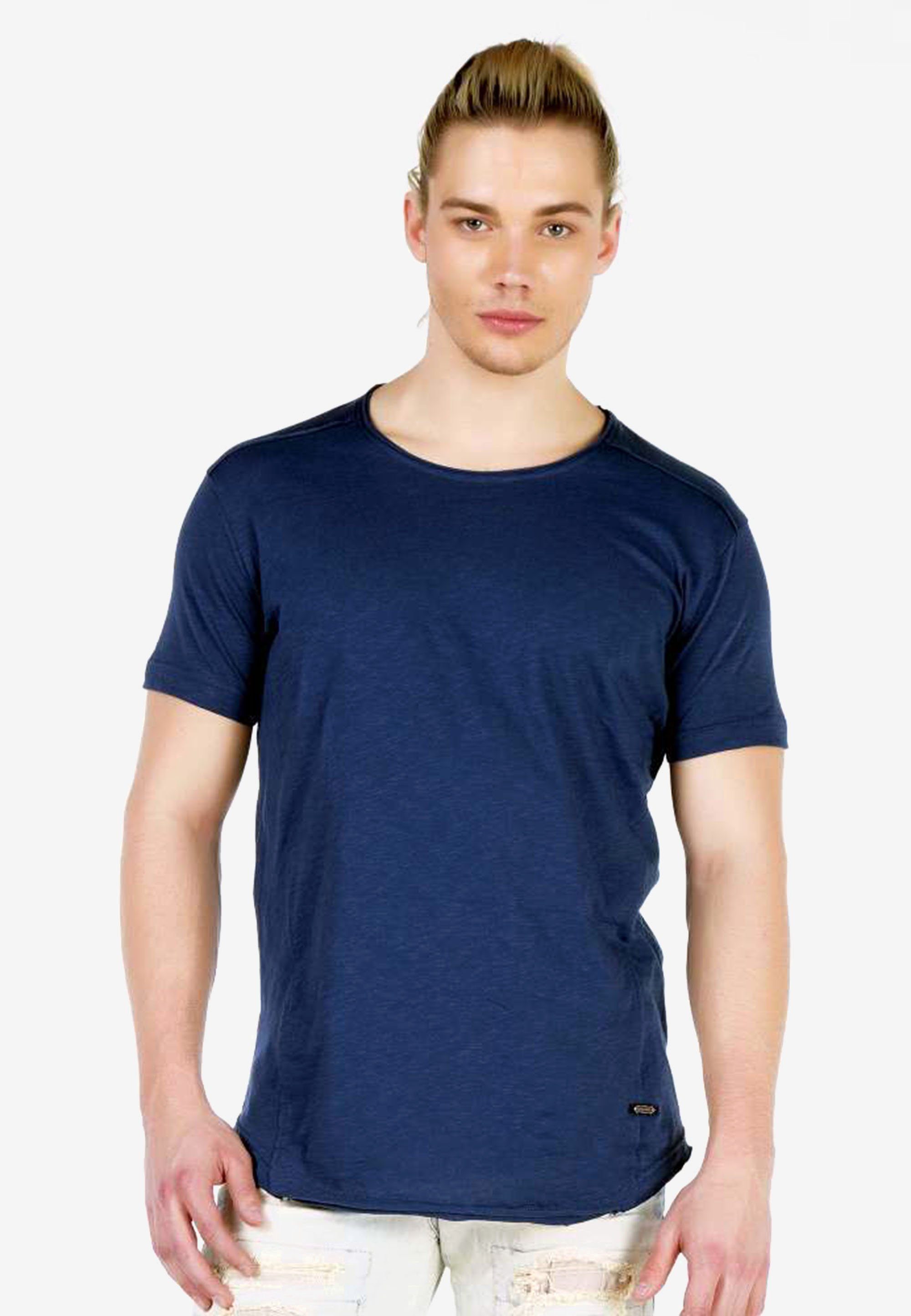Cipo & Baxx T-Shirt in schlichtem Design dunkelblau