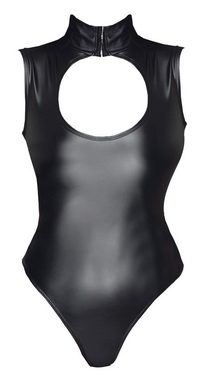 Cottelli Collection Body Wetlook Body mit Schrittverschluss - schwarz