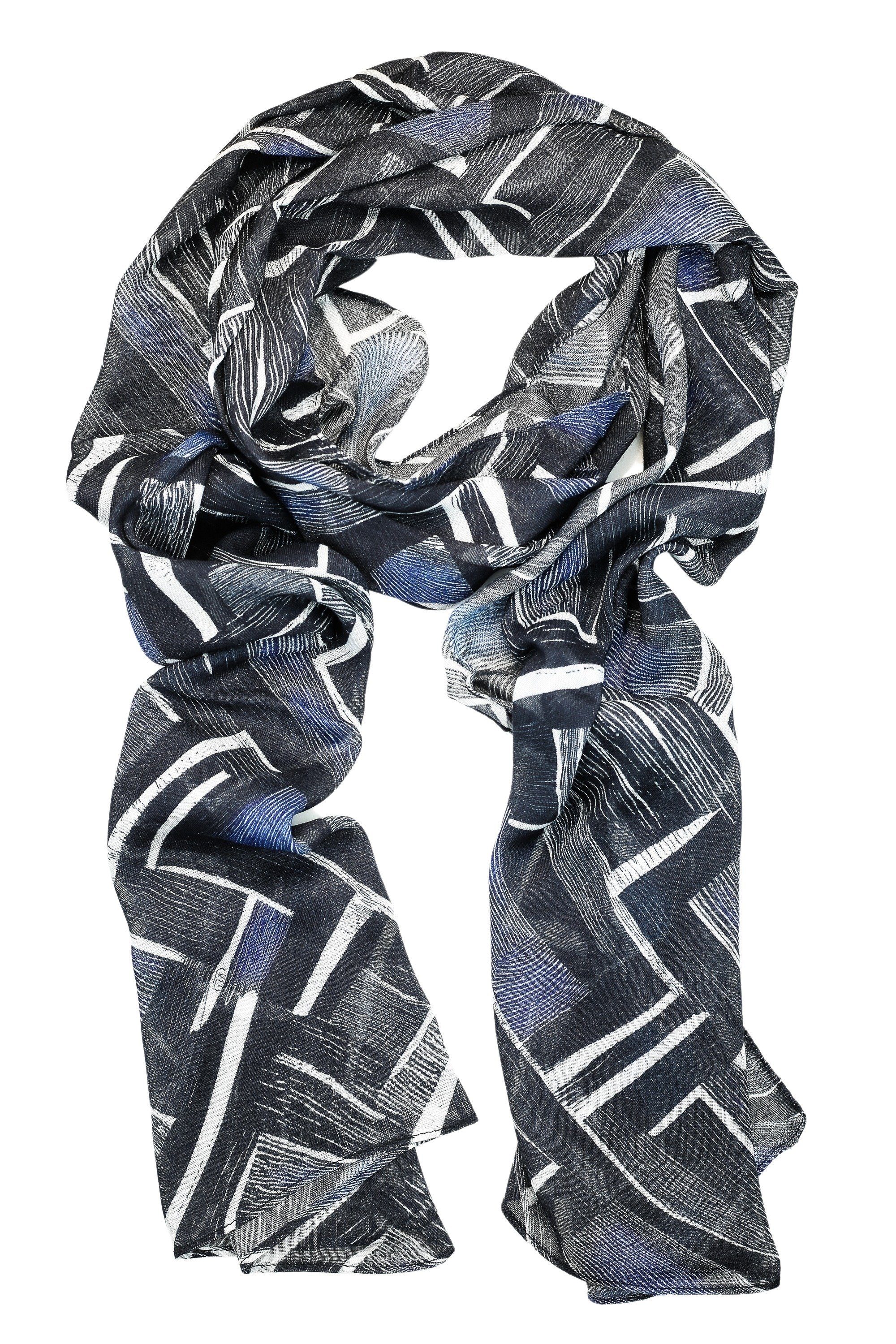COLLEZIONE ALESSANDRO Modeschal Mitternacht, (1-St), mit dunkelblauem Zick-Zack-Muster