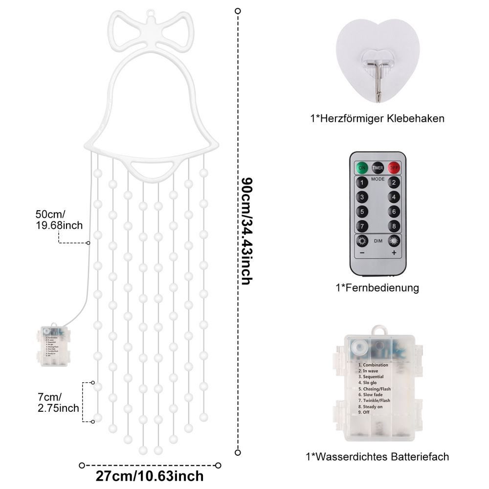 VIVIHEYDAY Beleuchtetes Fensterbild Glocken Weihnachtsdeko Mit günstig online kaufen