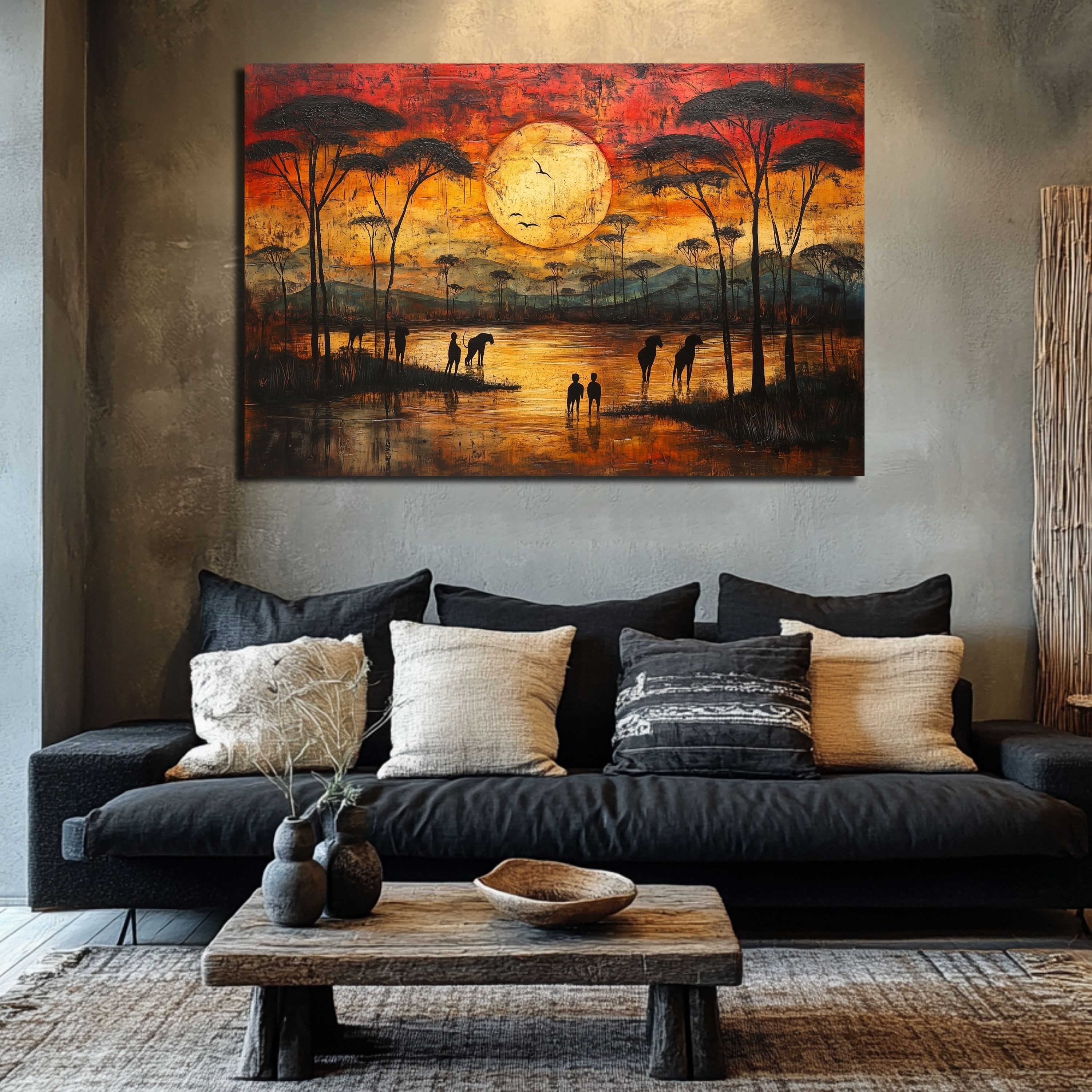 DARO Design Leinwandbild Modern Abstrakt Wandbilder XXL Wandbild Wand Deko Leinwand Bilder, (Sonnenaufgang Afrika - Bild Groß Wohnzimmer Schlafzimmer Küche Essz – Bild 2 von 5