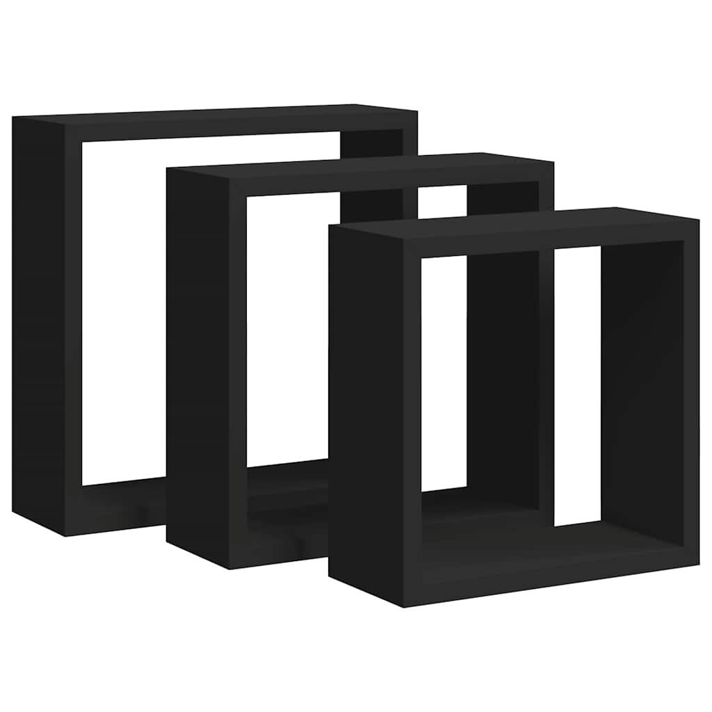 vidaXL Regal Würfelregale 3 Stk. Schwarz MDF, 3-tlg.