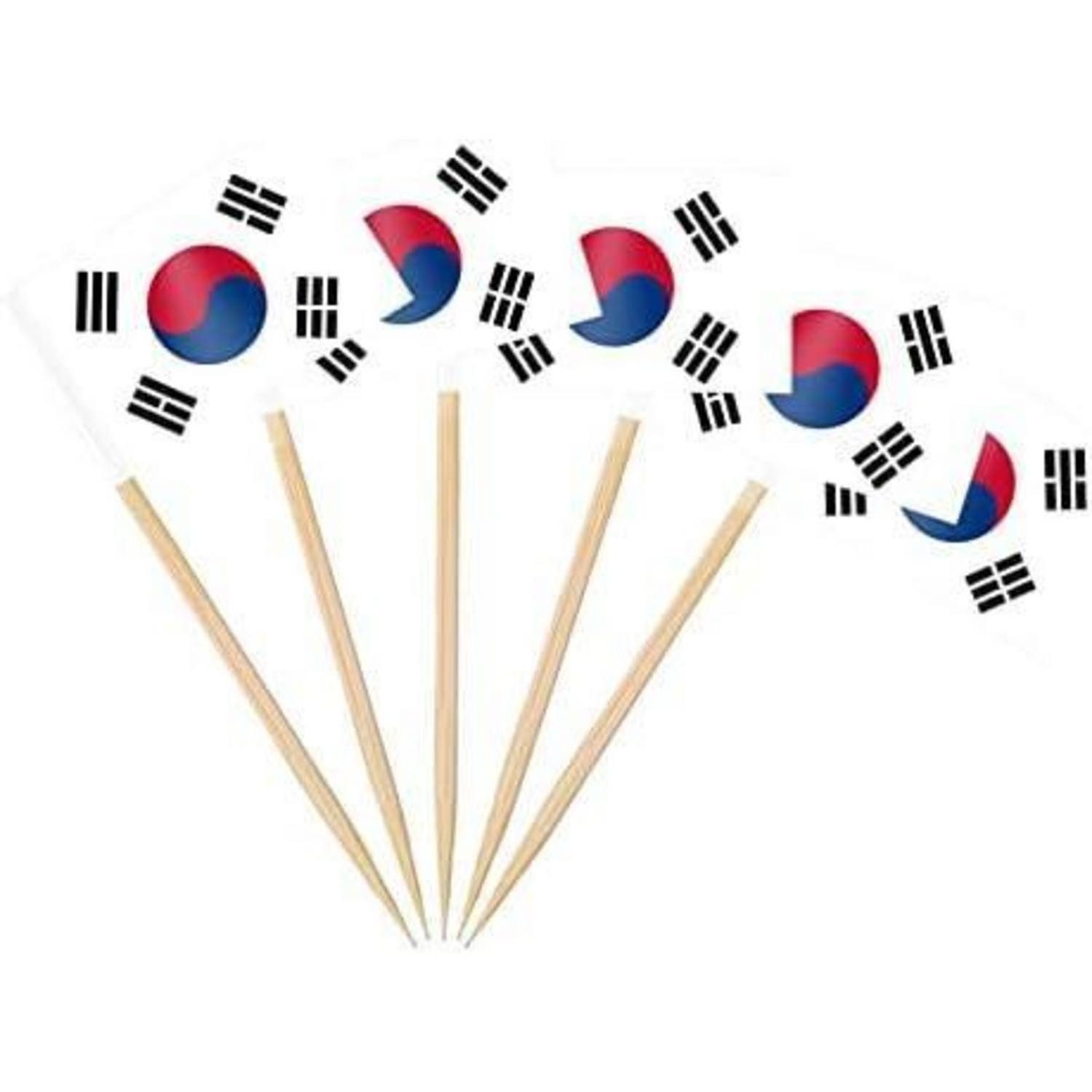 LuxusKollektion Dekoobjekt Zahnstocher Flaggen Koreanisch Zahnstocher Flagge 100 Stück