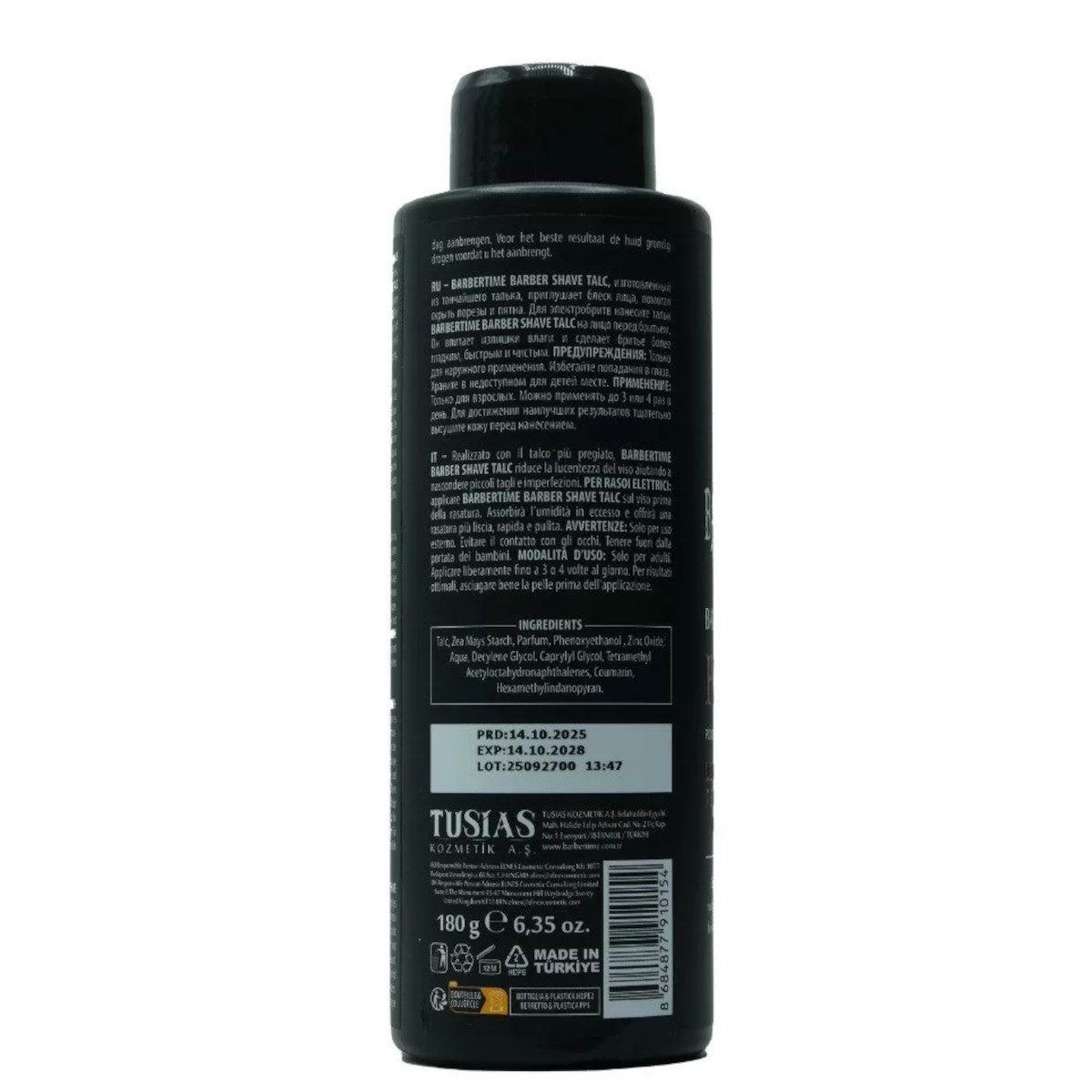 BARBERTIME Haarpuder Barber Shave Talc Powder Talkum Puder Nackenpuder 180g