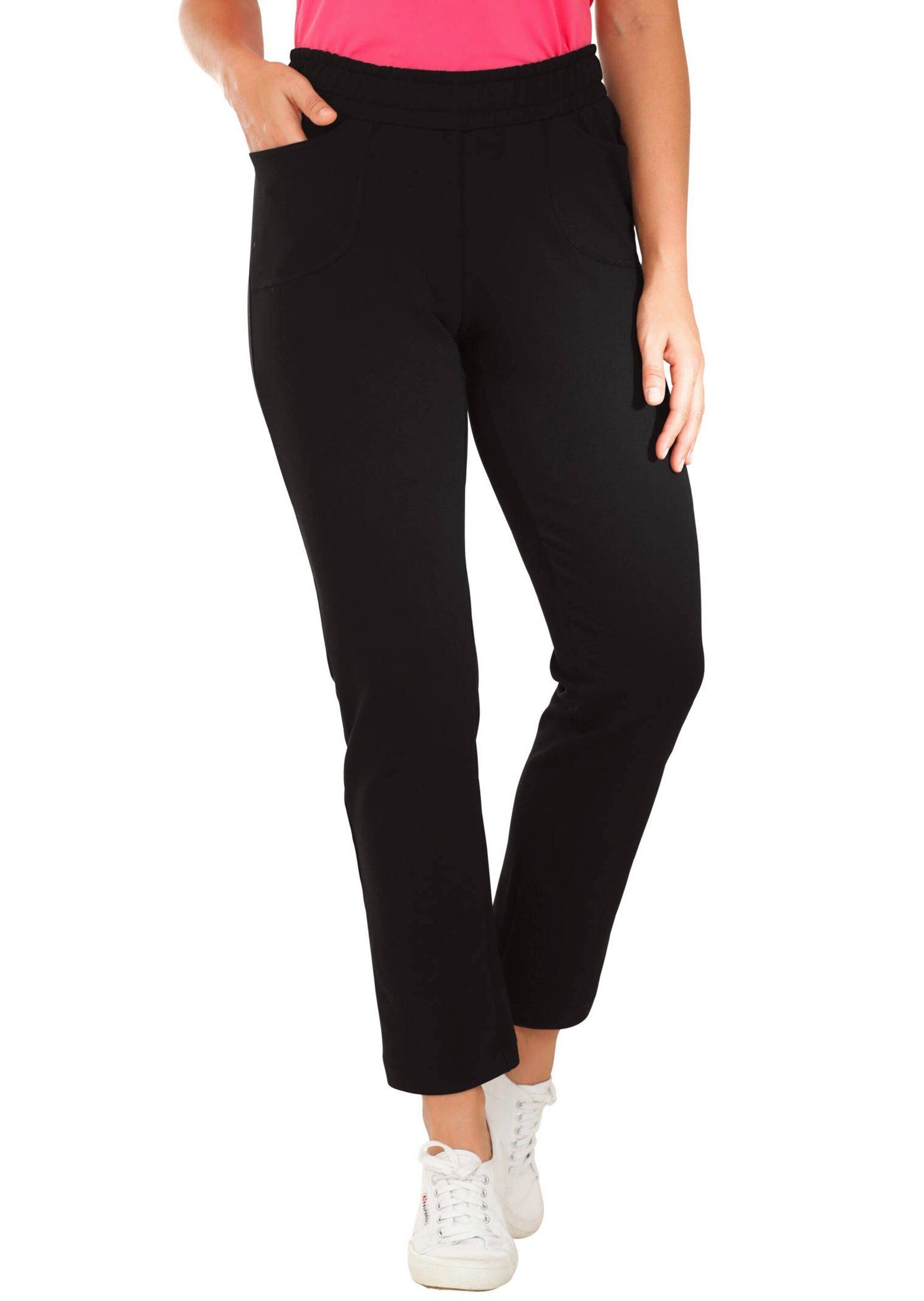 GOLDNER Stoffhose Kurzgröße: Sportive Loungehose, elastischer Bund Schlupfhose mit aufgesetzten Taschen und Knöchellänge