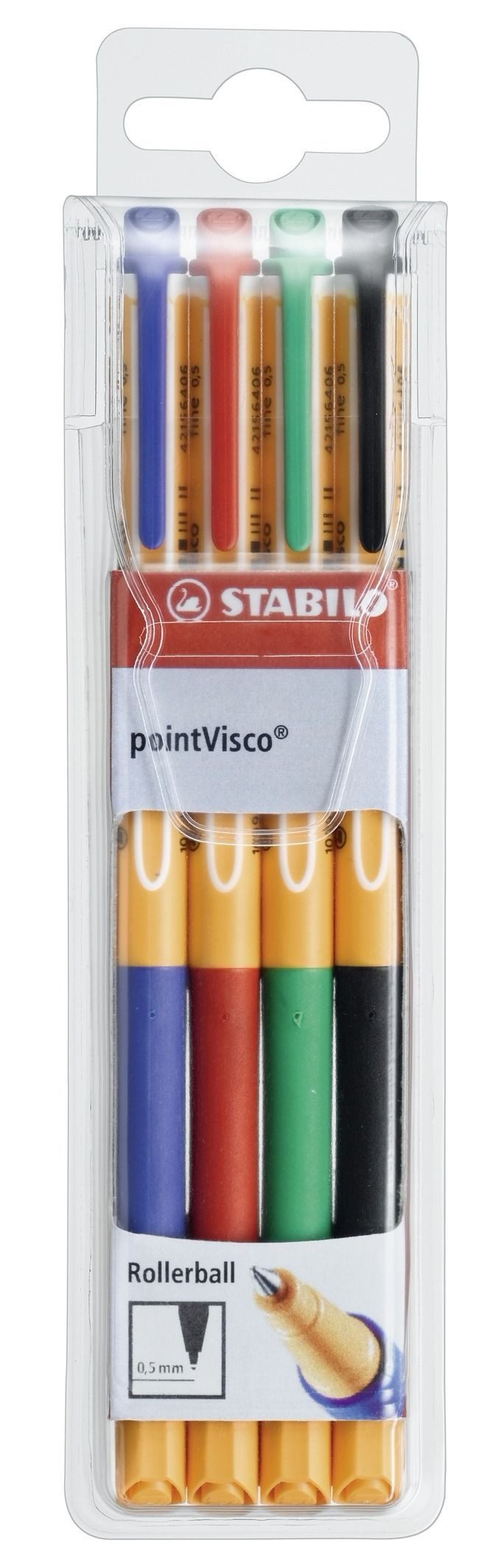 STABILO Tintenroller STABILO Gel-Roller pointVisco, 4er Kunststoff-Etui