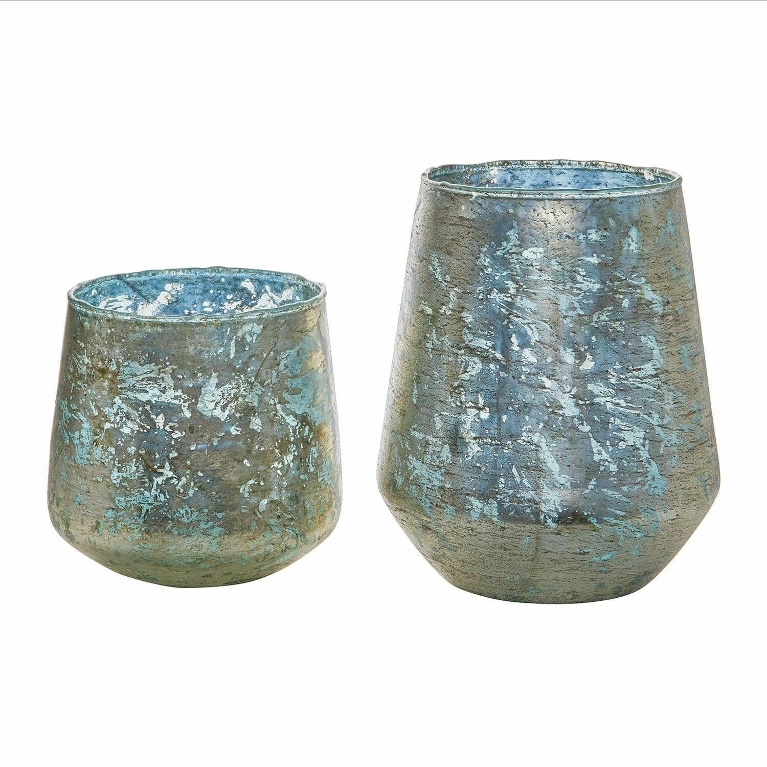 Windlicht Windlicht 2er Set Gare antikblau/gold