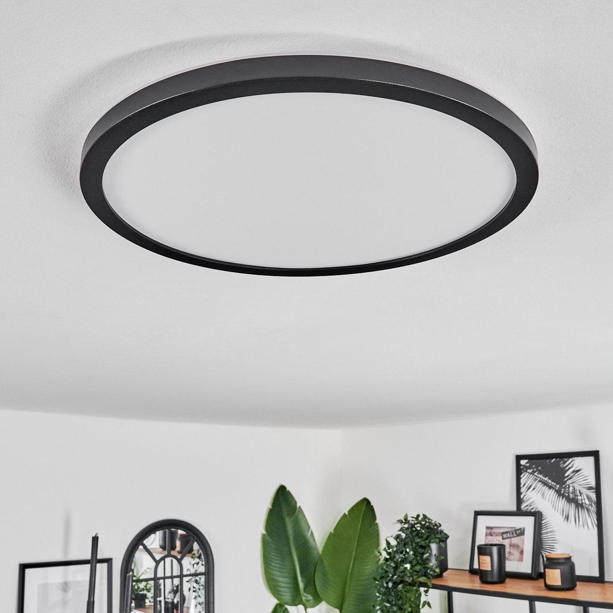 in Lumen, hofstein 3000 über Schwarz/Weiß, dimmbare Kunststoff 29cm, aus Kelvin, IP44 Lichtschalter Deckenlampe 2000 LED wechselbar, herkömmlichen Deckenleuchte dimmbar, Ø