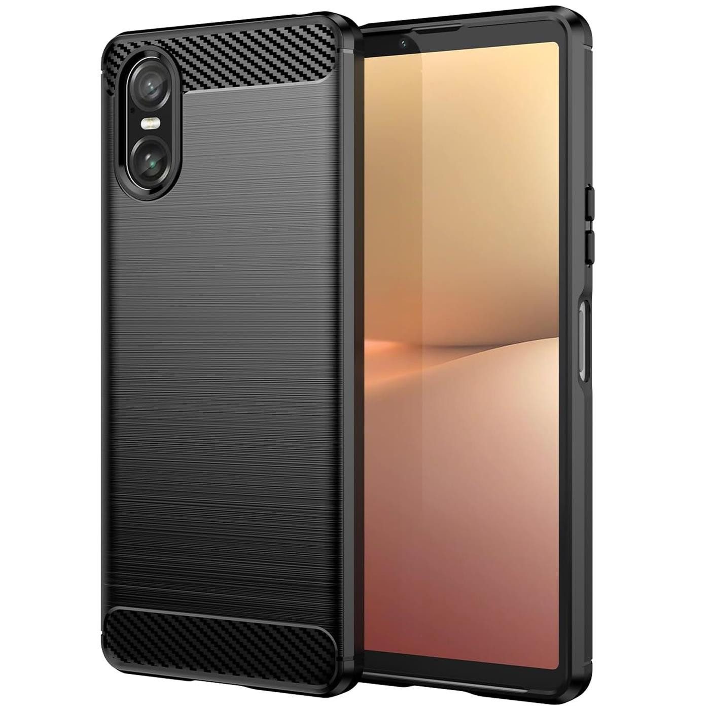 CoolGadget Handyhülle Carbon Handy Hülle für Sony Xperia 10 VI 6,1 Zoll, robuste Telefonhülle Case Schutzhülle für Sony Xperia 10 VI 2024 Hülle