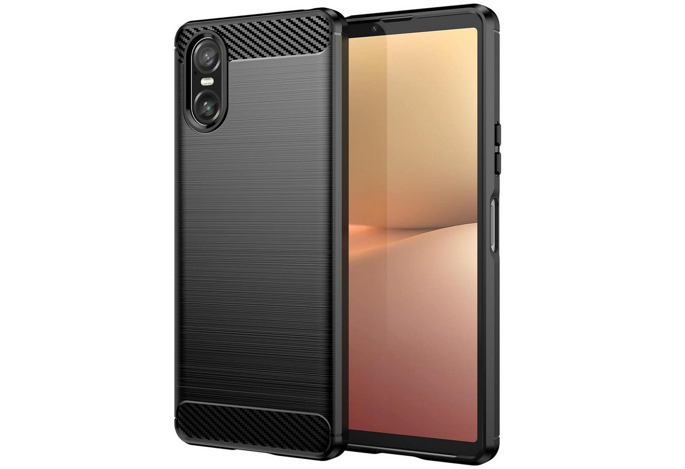 CoolGadget Handyhülle Carbon Handy Hülle für Sony Xperia 10 VI 6,1 Zoll, robuste Telefonhülle Case Schutzhülle für Sony Xperia 10 VI 2024 Hülle