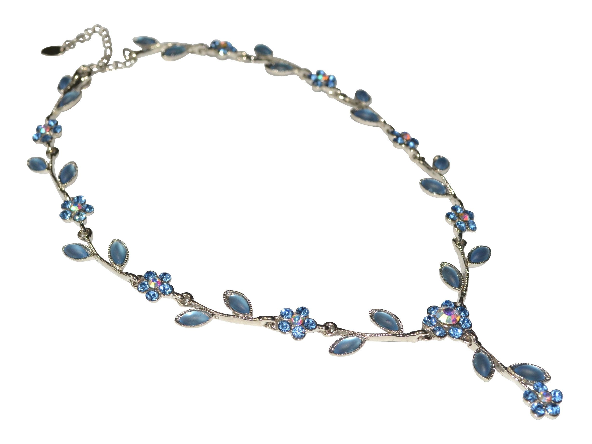 Mugello Collier Kette Fiori blau festlich elegant funkelnd Blumen