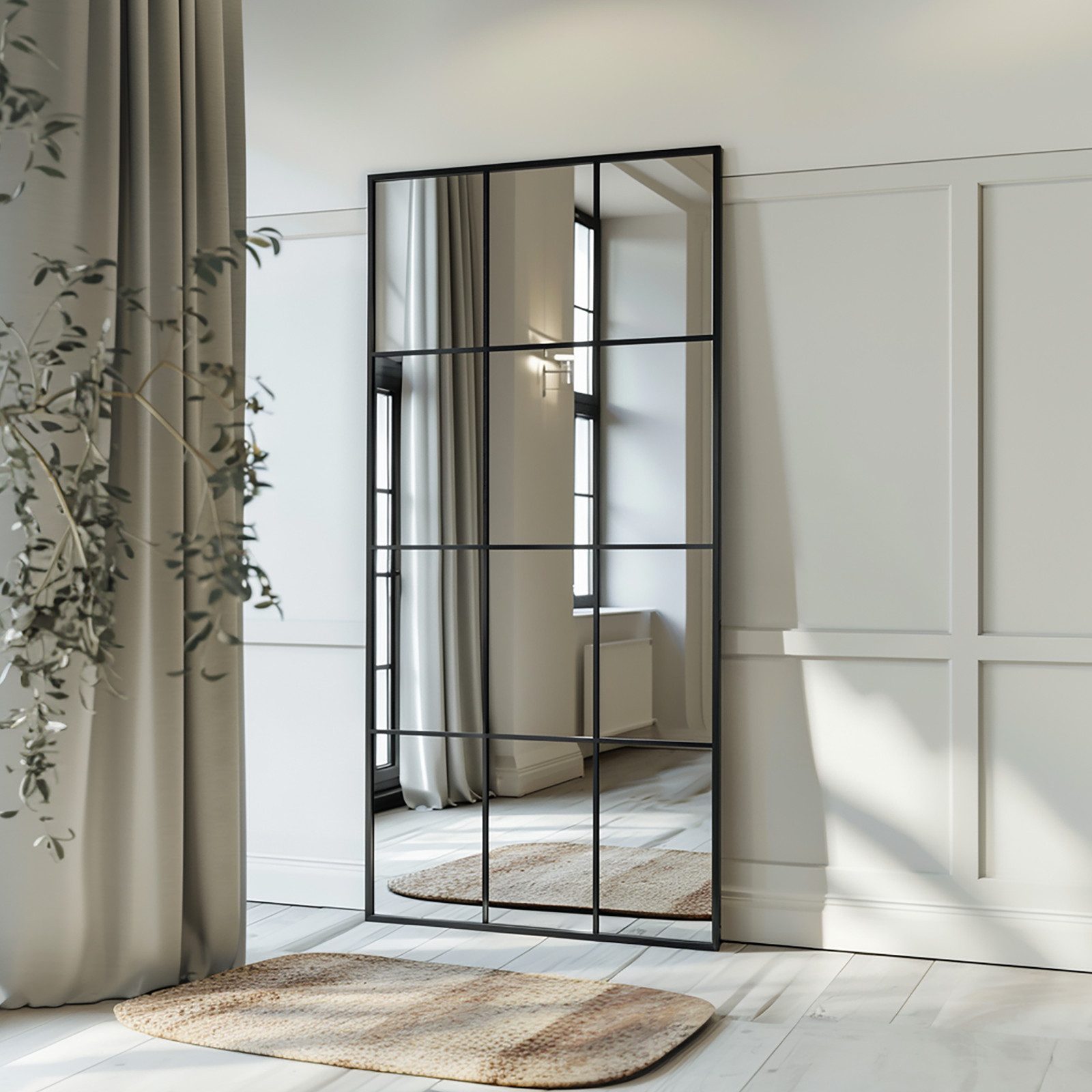 LUNAMIRROR Wandspiegel HD-Spiegel mit schwarzen Metallrahmen und Splitterschutz (1-St), Stand- & Wandmontage, 165x60 cm – Bild 4 von 5