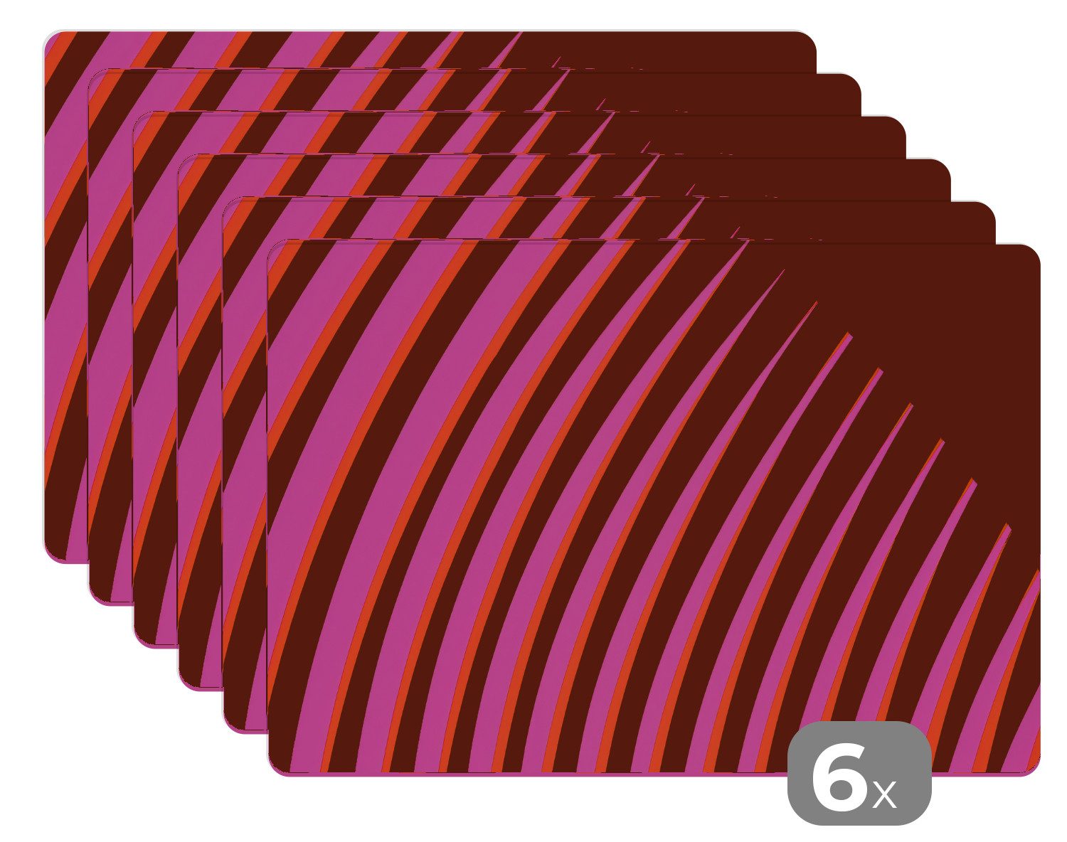 MuchoWow Platzset Linien - Rot - Bewegung, (6-St), Platzsets, Tischset, Abwaschbar, Tischsets, Platzdeckchen