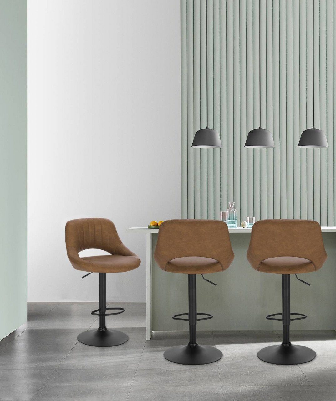 EUGAD Barhocker (4 St), aus Kunstleder und Stahl stufenlos höhenverstellbar