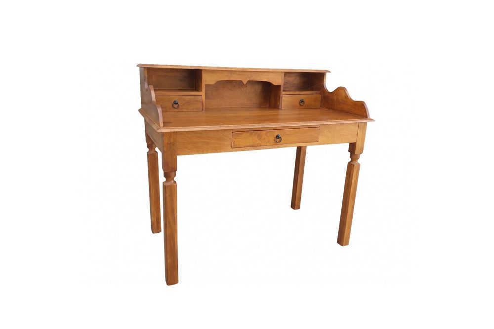 riess-ambiente Schreibtisch HEMINGWAY 115cm natur - Mango-Massivholz, honey finish, mit Schubladen (Einzelartikel, 1-St), Retro Sekretär - ideal für Arbeits- und Wohnzimmer oder Home Office