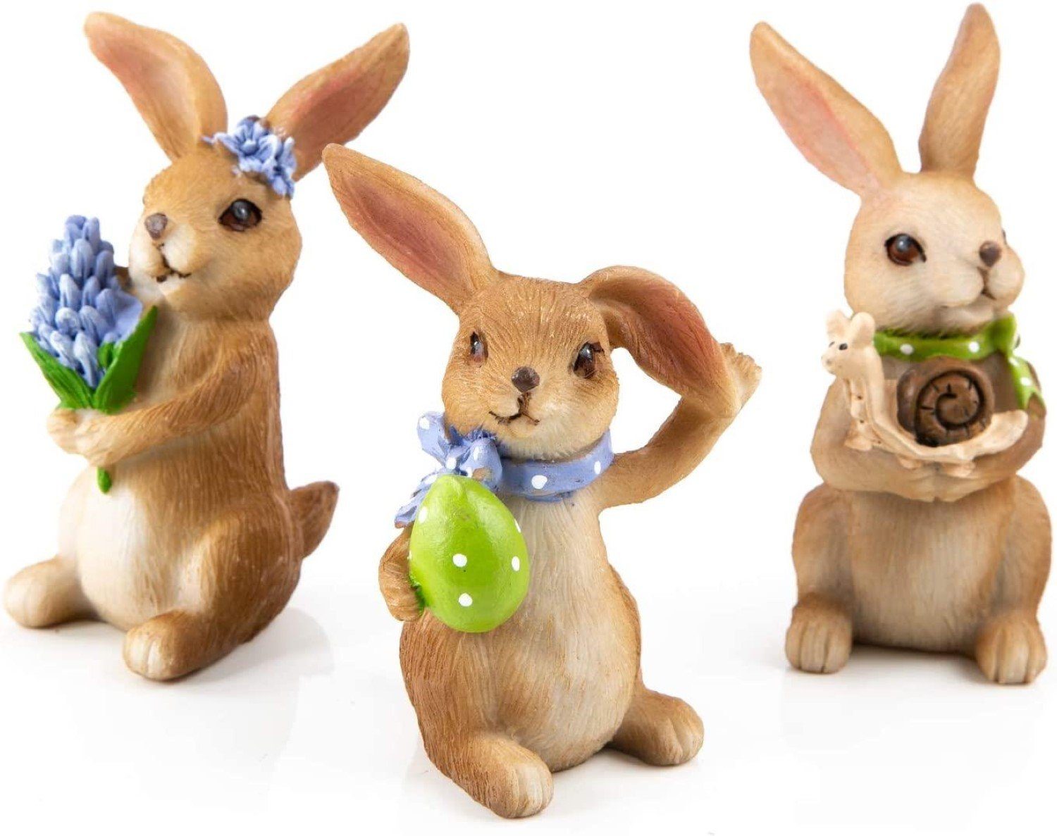 Logbuch-Verlag Osterfigur 3 Osterhasen Figuren 8,5 cm aus Kunststein (3 St), braun bunt