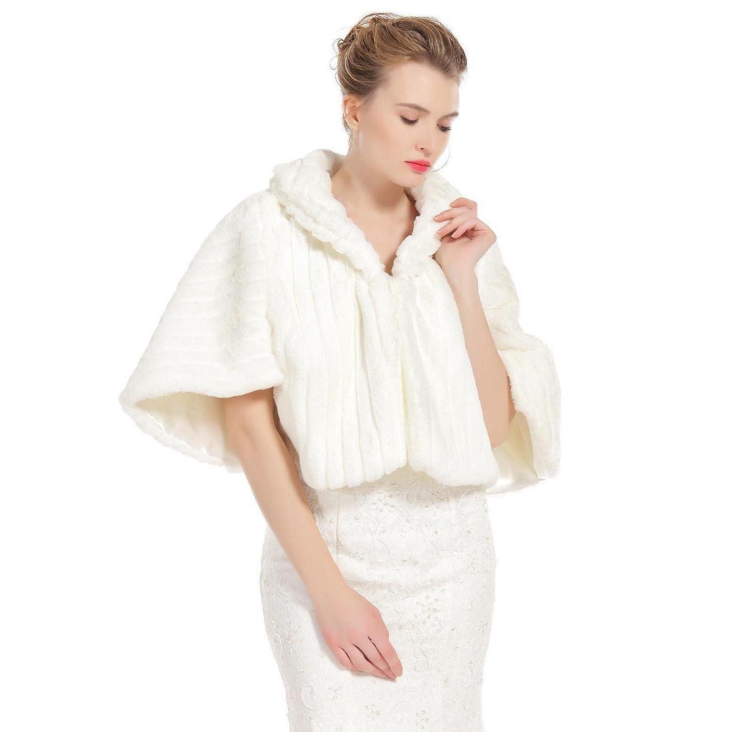 LuxusKollektion Modeschal Pelzstola Bolero Braut Elfenbein, (1-St)