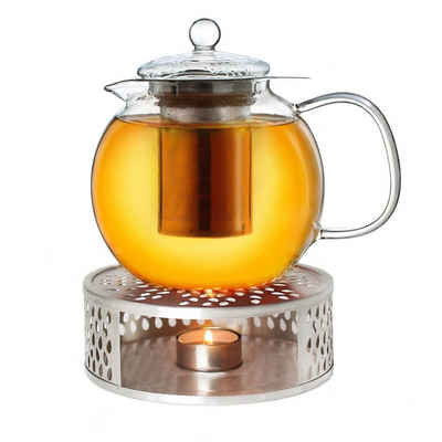 Creano Teekanne »Creano Teekanne aus Glas 1,3l + ein Stövchen aus«, 1,2 l, (Set, 1 Teekanne, 1 Stövchen, 1 Deckel)