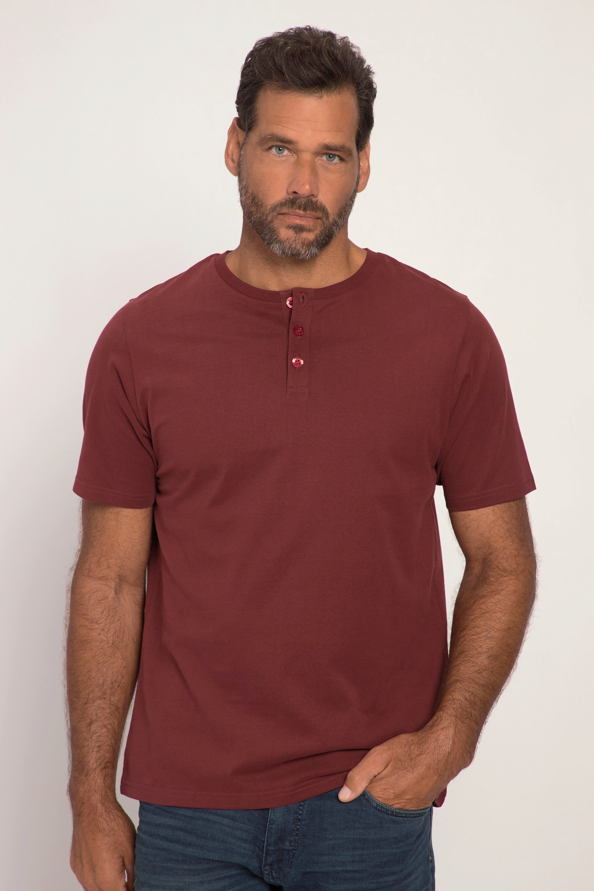 JP1880 T-Shirt JP1880 Henley Basic Knopfleiste Halbarm bis 7 XL günstig online kaufen