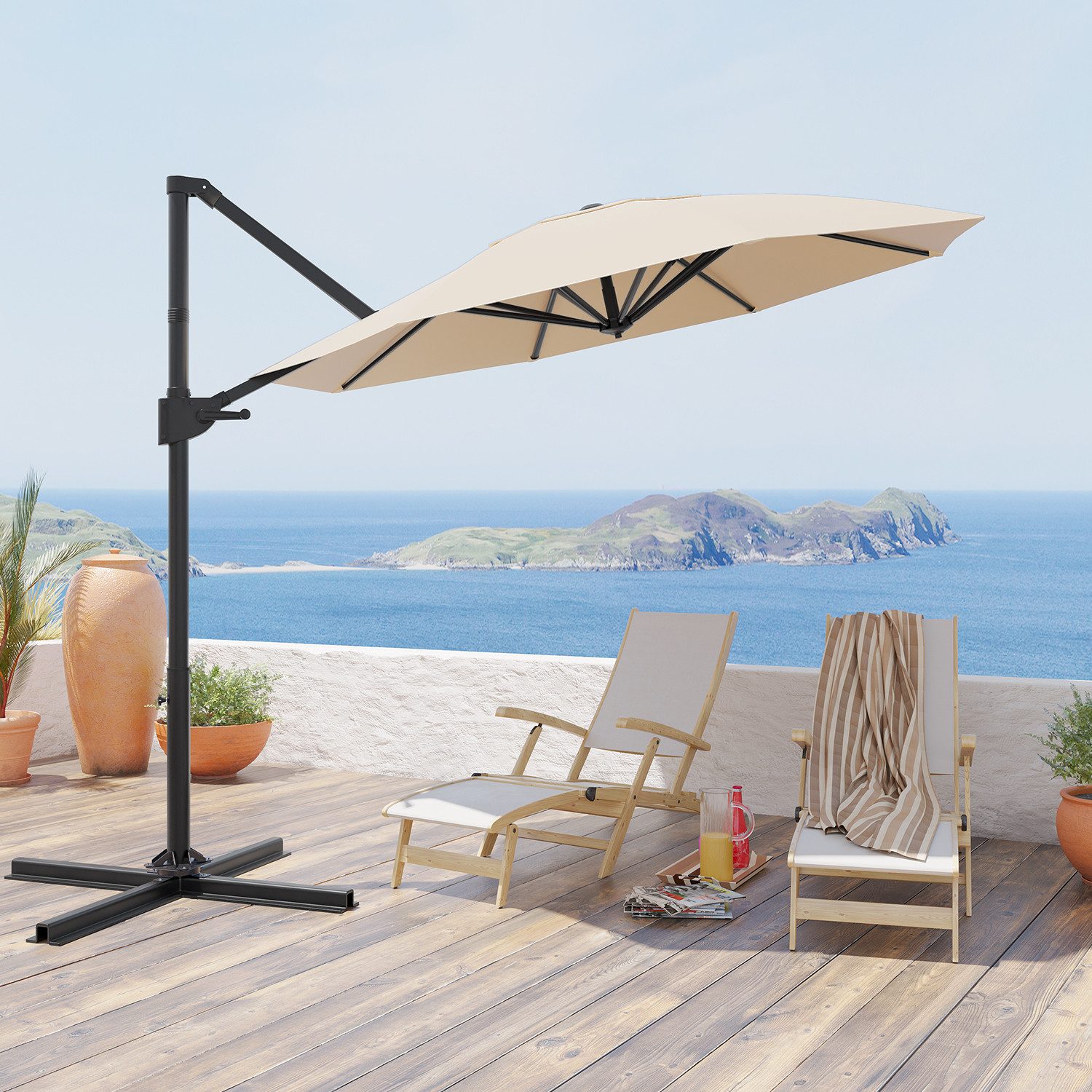 GUNJI Sonnenschirm Balkonschirm ∅270/300cm mit Sonnenschutz günstig online kaufen