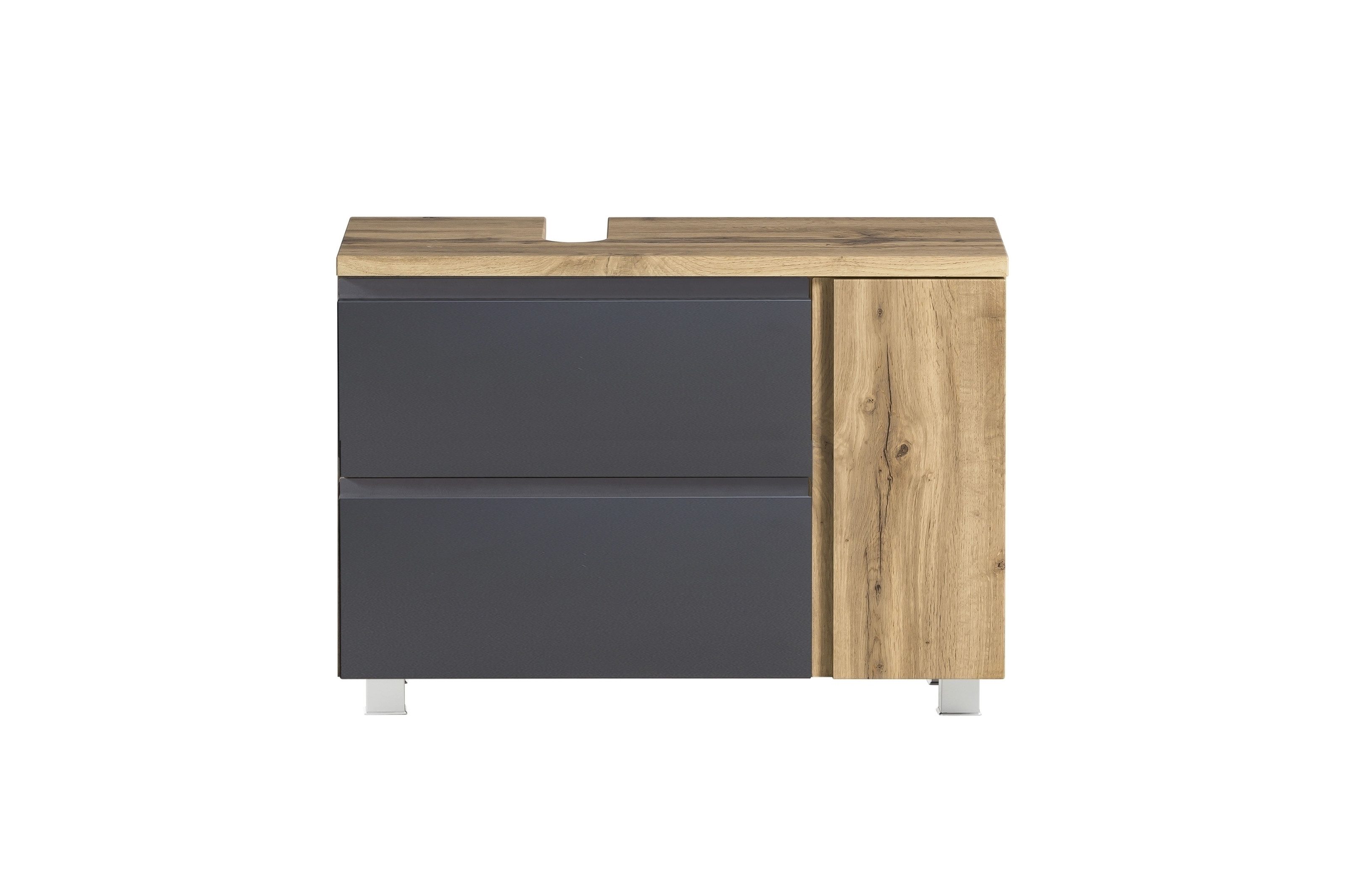 HELD MÖBEL Waschbeckenunterschrank in grau, Wotaneiche, MDF - 85x54x35cm (BxHxT)