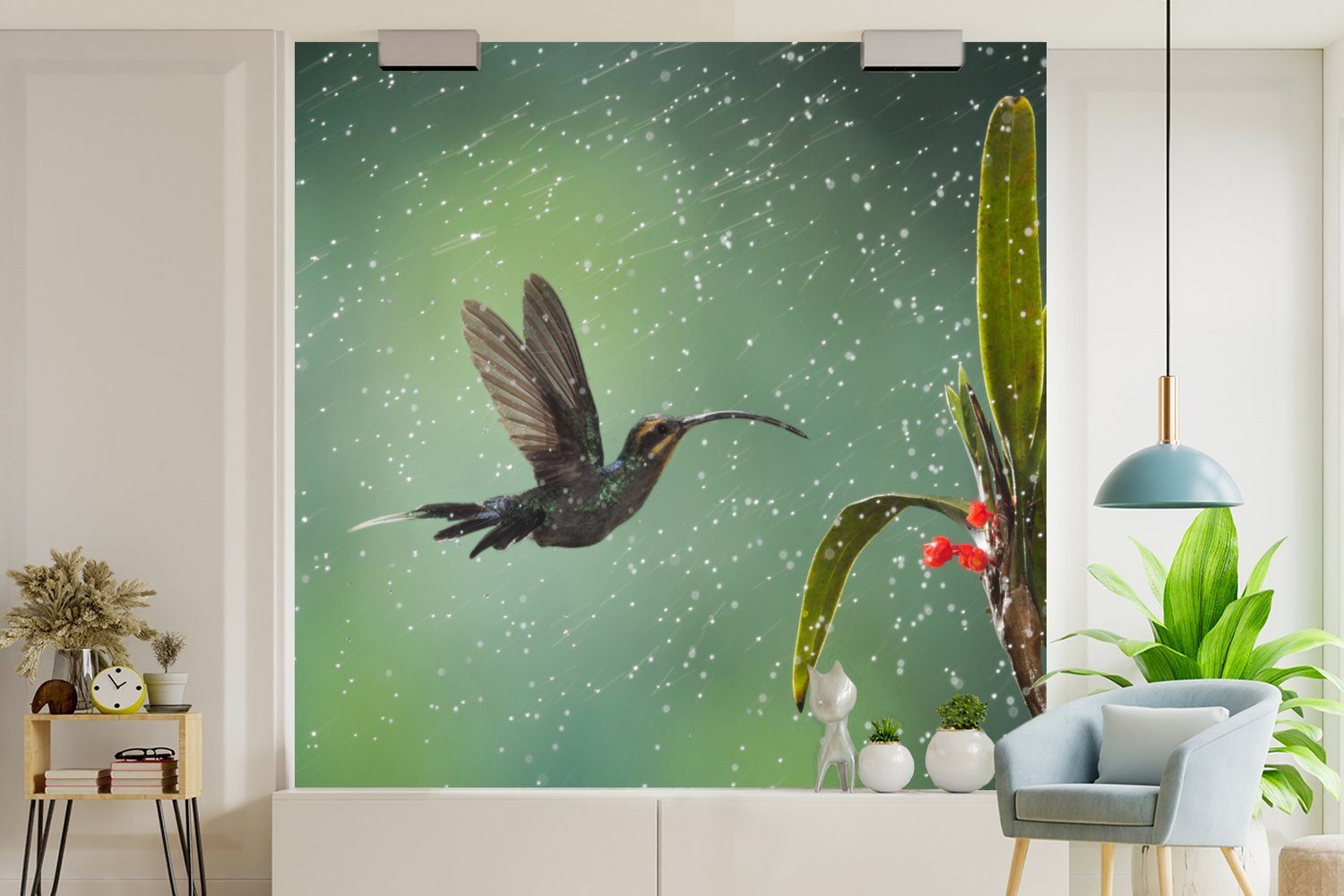 MuchoWow Fototapete Kolibri im Lande Costa für Wohnzimmer Wandtapete St), (5 Rica, Schlafzimmer, Tapete Matt, auf Regen bedruckt, oder dem Vinyl in