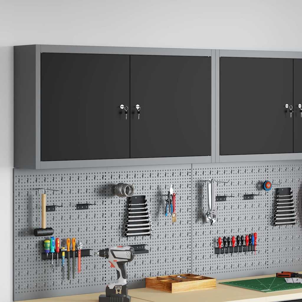 vidaXL Werkzeugbox Werkzeugschrank mit Regal Schwarz und Grau 100 x 20 x 55 cm (1 St)