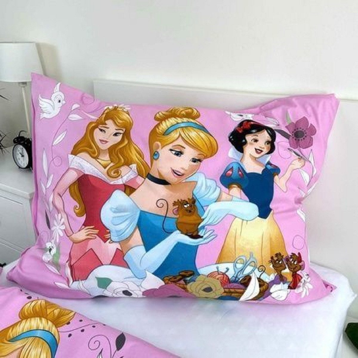 Disney Kinderbettwäsche Prinzessinnen Design Kuschelige Baumwolle, 140x200 cm & 70x90 cm – Bild 4 von 5