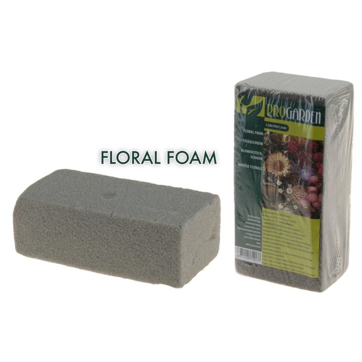 Progarden Schaumgummi Steckschaum ca. 20x10x7,5cm Schaum Blumen Basteln grau, für Trockenanwendung