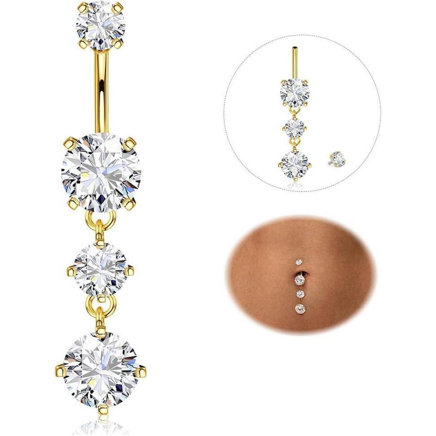 YADOCA Bauchnabelpiercing Bauchnabelpiercing Titan Silber Gold 14G CZ Ring günstig online kaufen