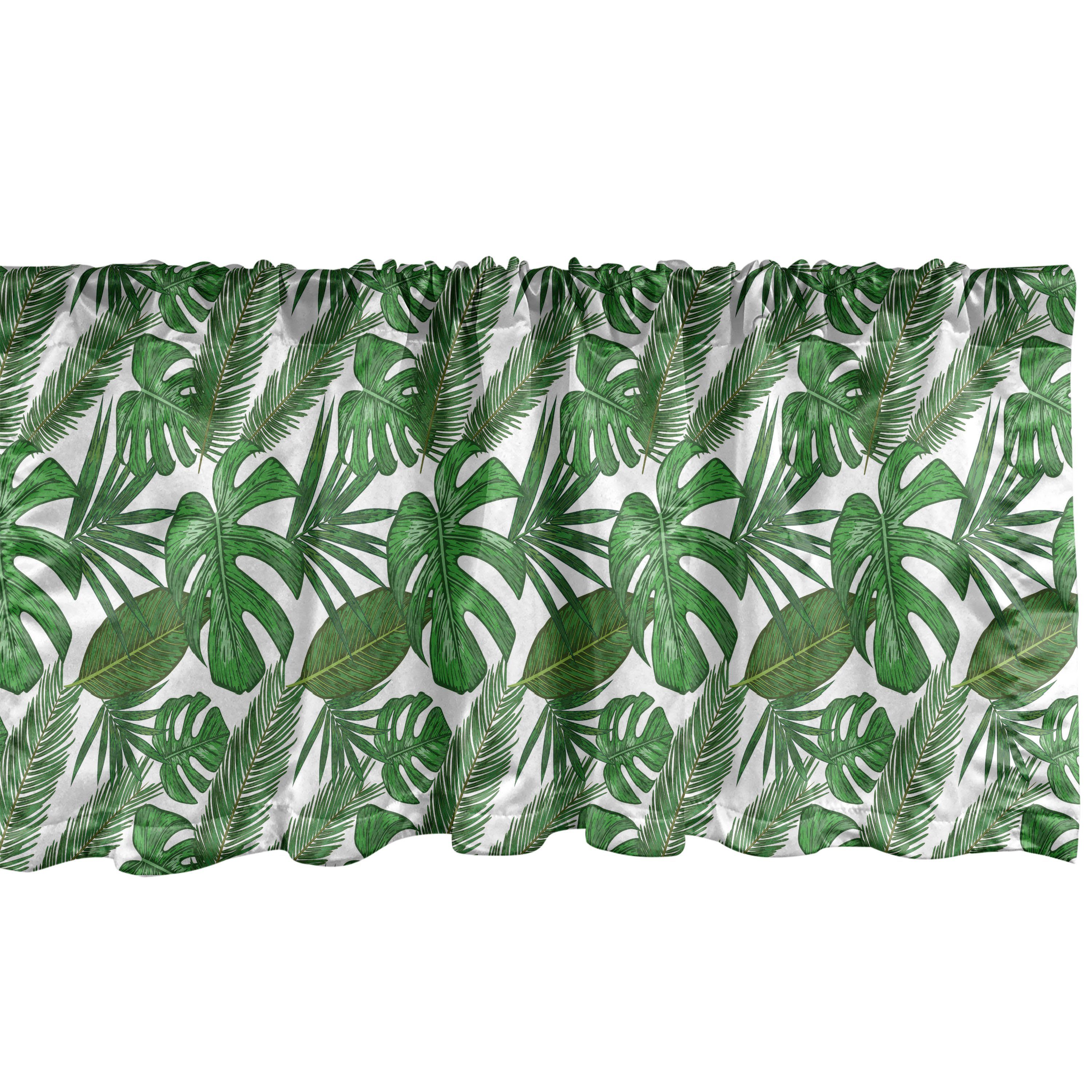 Scheibengardine Vorhang Volant für Küche Schlafzimmer Dekor mit Stangentasche, Abakuhaus, Microfaser, Philodendron Sommer tropischen Dschungel