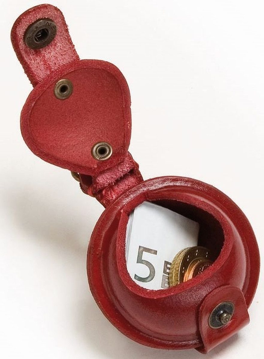 Mika Gürteltasche Mini Schlüsselanhänger / Kleingeldbörse Sattelleder 5cm rot