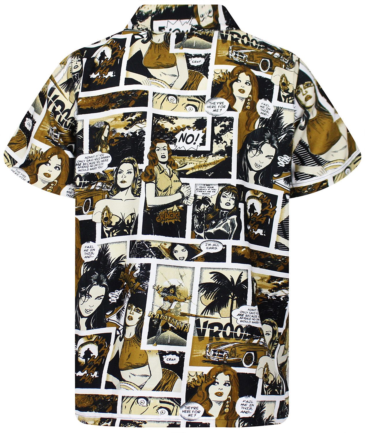 King Kameha Hawaiihemd Comic Funky Hawaii-Hemd Herren Kurzarm Front-Tasche Stylish Unisex