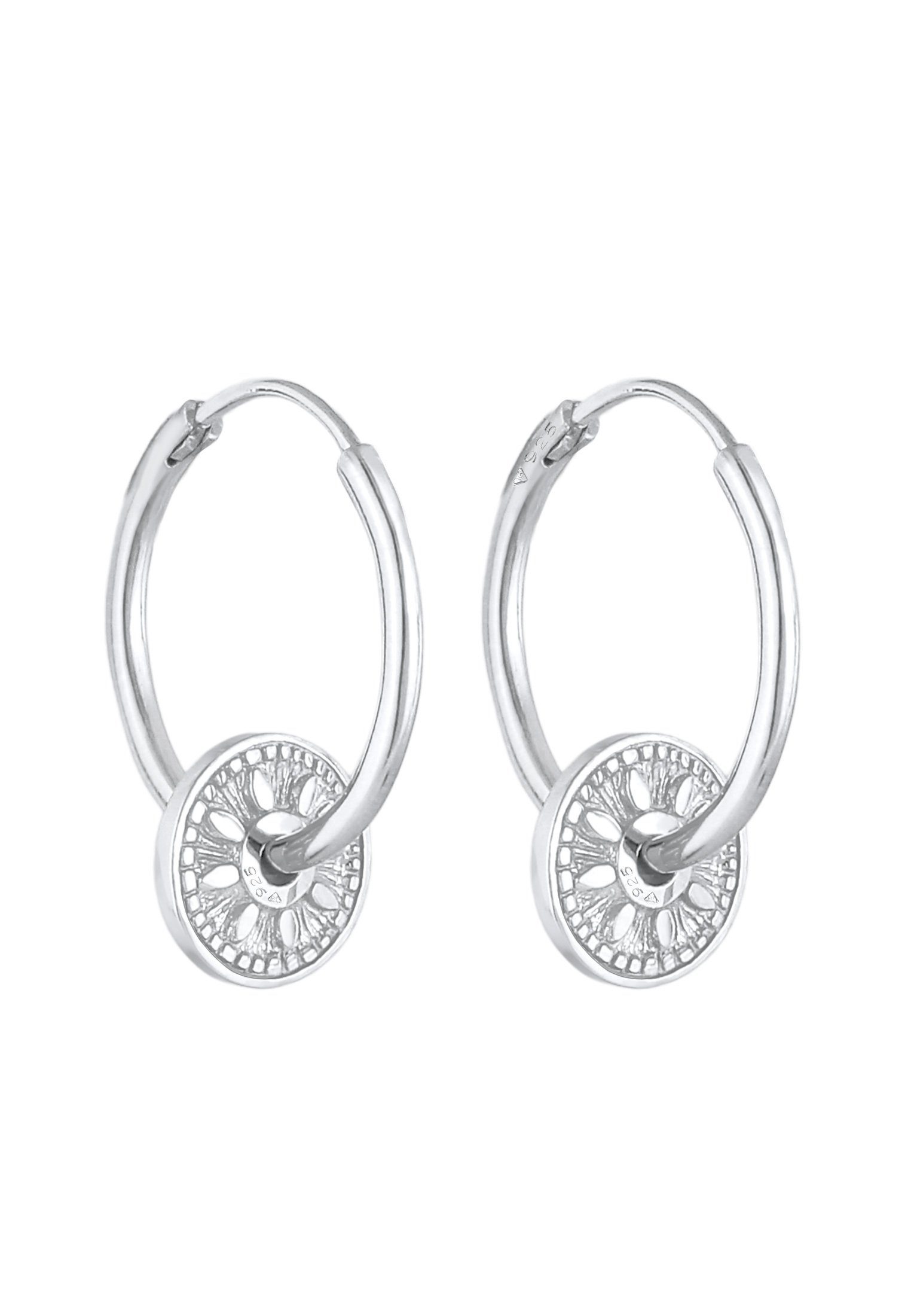 Antik Sonne Ohrhänger Paar 925er Silber Creolen Einhänger Elli