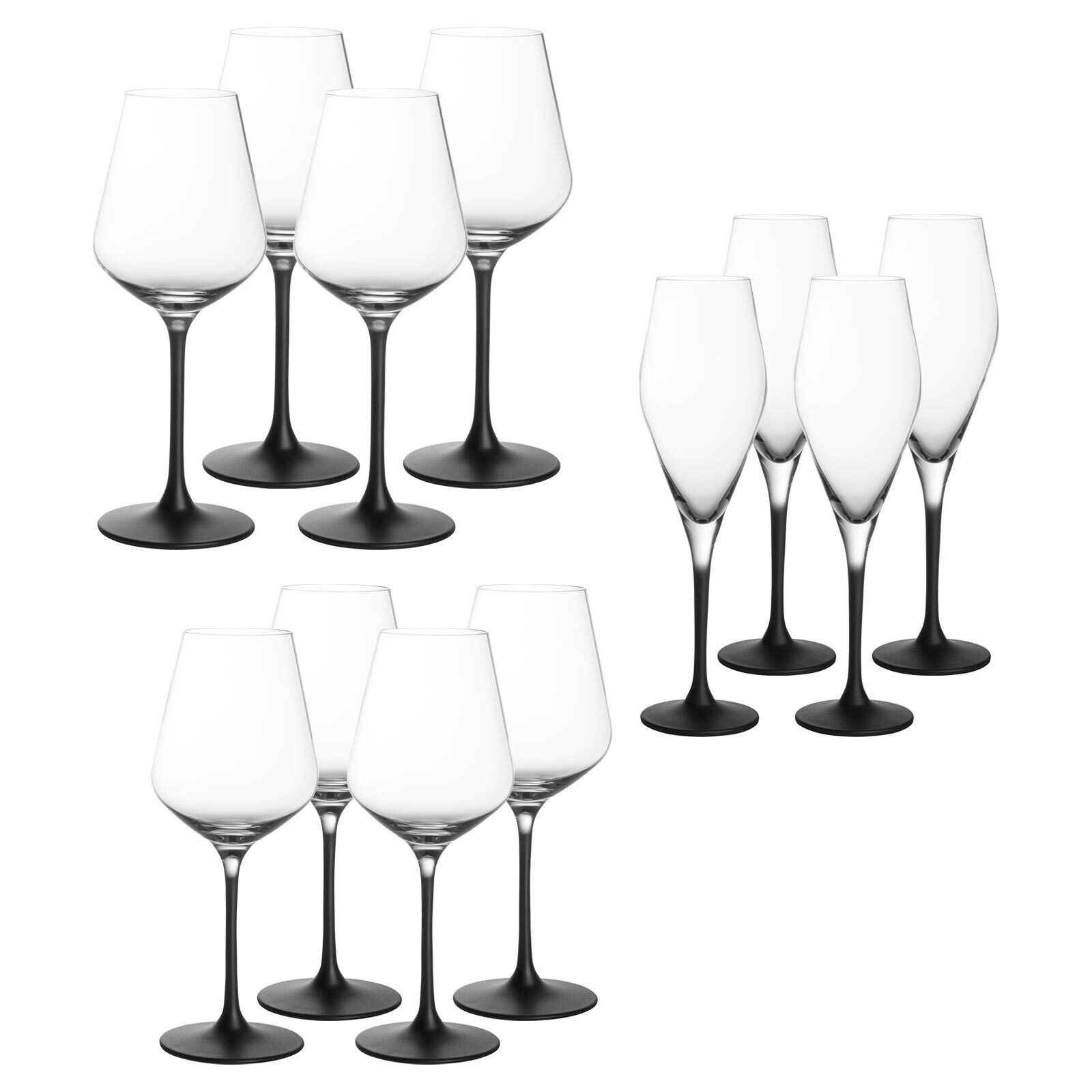 Villeroy & Boch Glas Manufacture Rock Wein- und Sektgläser 12er Set, Kristallglas