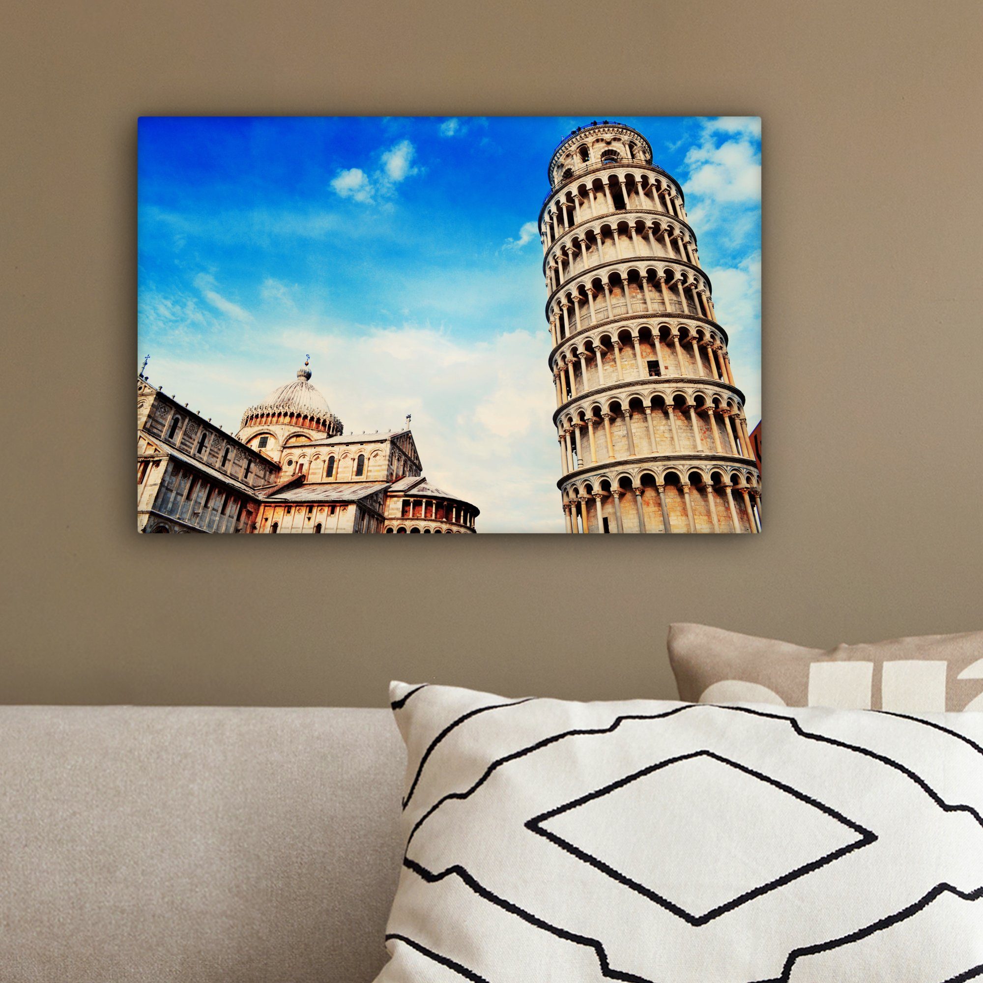 Italien von - Aufhängefertig, Europa, - Wanddeko, (1 Leinwandbild St), 30x20 Pisa Wandbild Turm OneMillionCanvasses® Leinwandbilder, cm