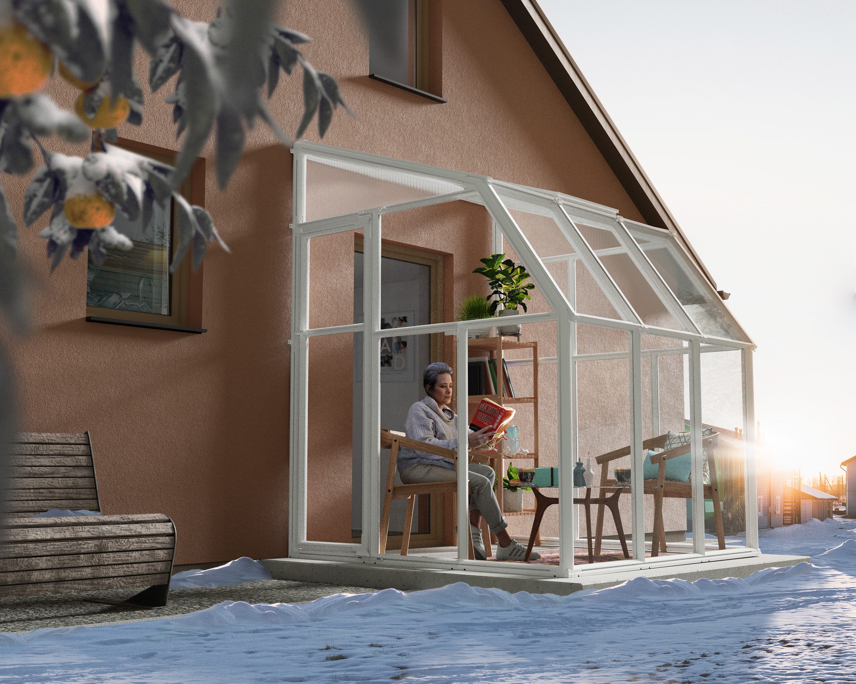 Palram - Canopia Gewächshaus Sun Room, BxTxH: 201 x 200 x 247 cm, BxLxH: 58 x 120 x 247 cm, 3 mm Wandstärke, lebenslang widerstandsfähige Wandpaneele