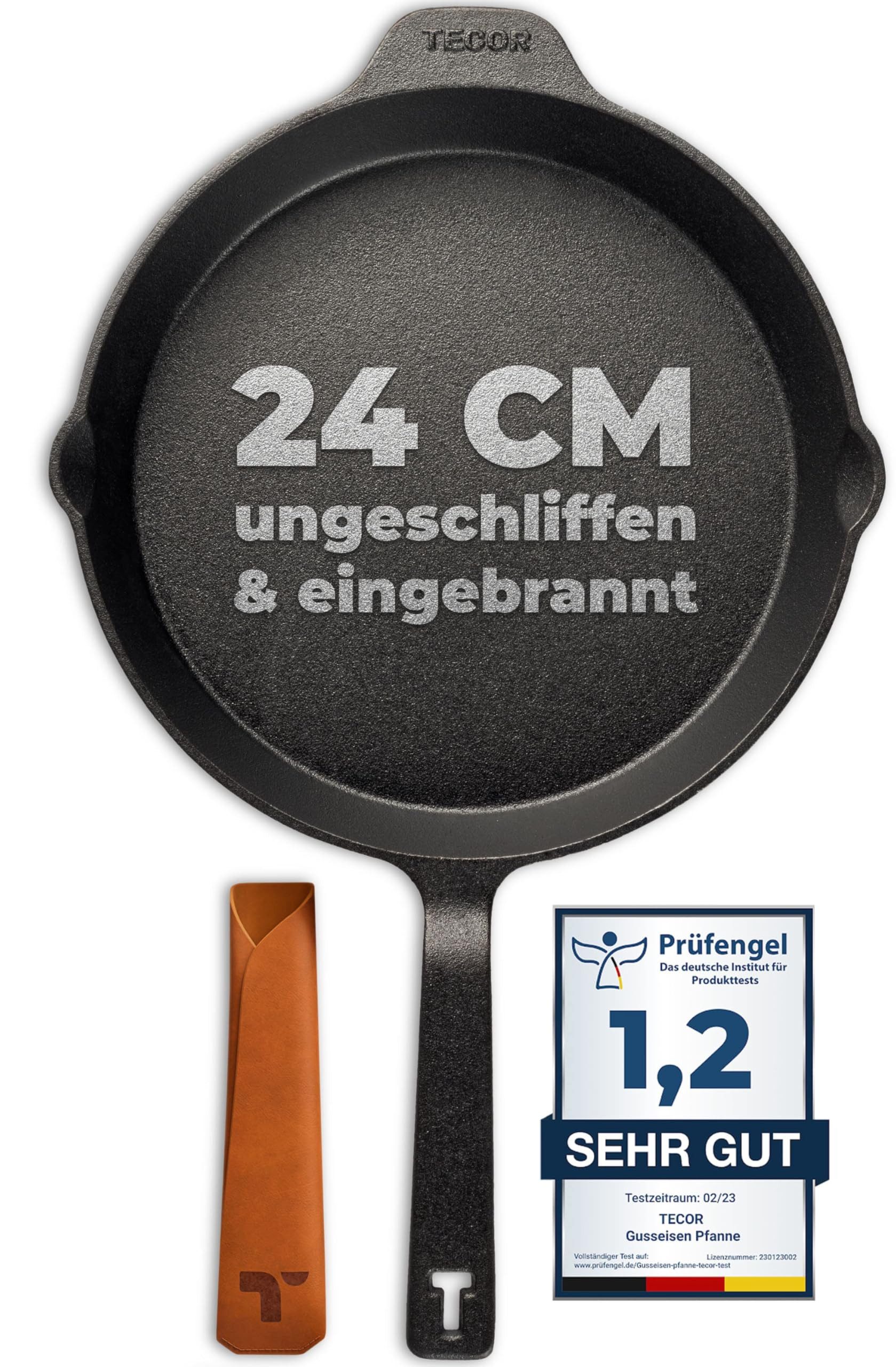 Tecor Grillpfanne Induktion - Gusseisenpfanne ungeschliffen - versch. Größen - Antihaft, Gusseisen (Cast iron pan induction)