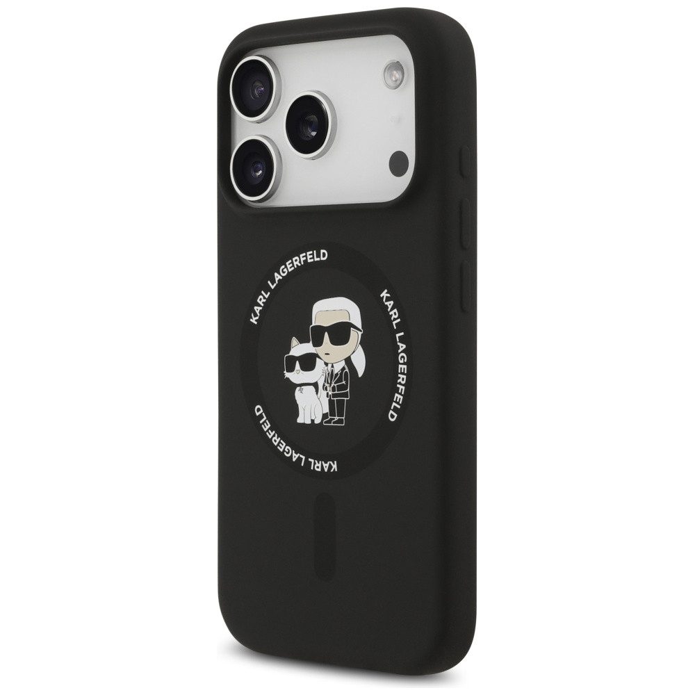 KARL LAGERFELD Handyhülle iPhone 17 Pro Max MagSafe Silikon schwarz Logo 6,9 Zoll, Kantenschutz