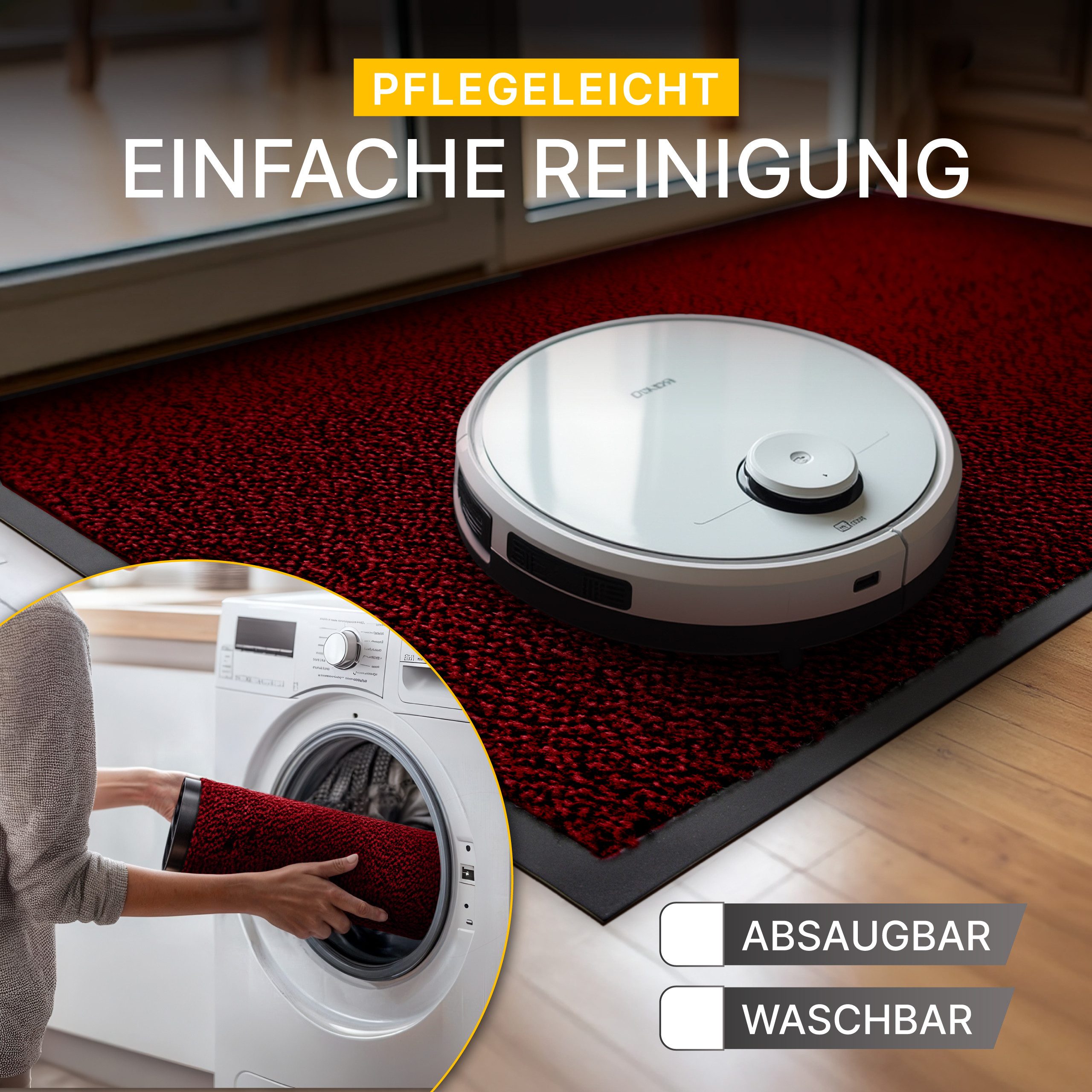 Entrando Fußmatte FIEL, Rechteckig, Höhe: 7 mm, Schmutzfangmatte Innen & Außen waschbar rutschfest dünn saugstark – Bild 5 von 5