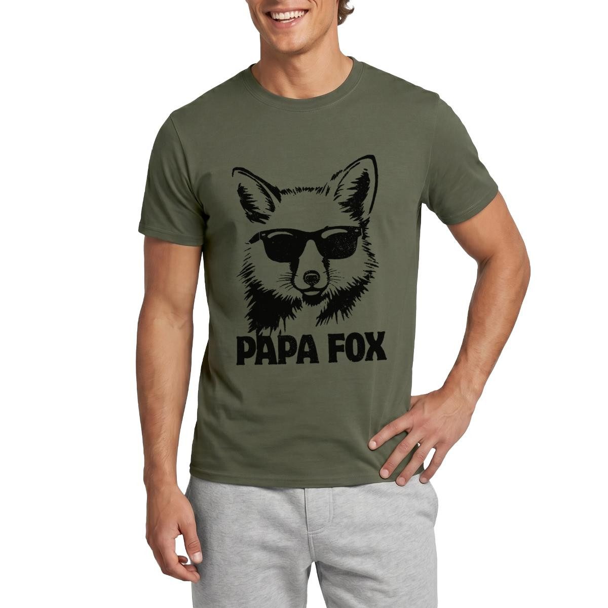 T-Shirt Papa Fox Mit Sonnenbrille Für Coole Väter Männer T-Shirt