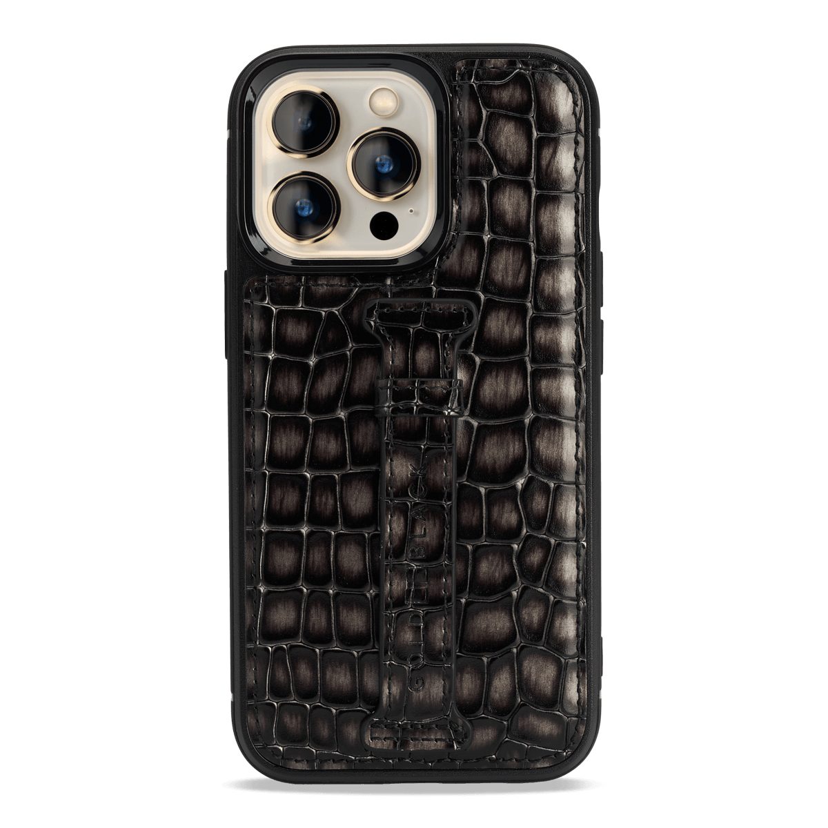 GOLDBLACK Handyhülle GOLDBLACK iPhone 13 Pro Leder Case mit Fingerschlaufe MILANO-Design