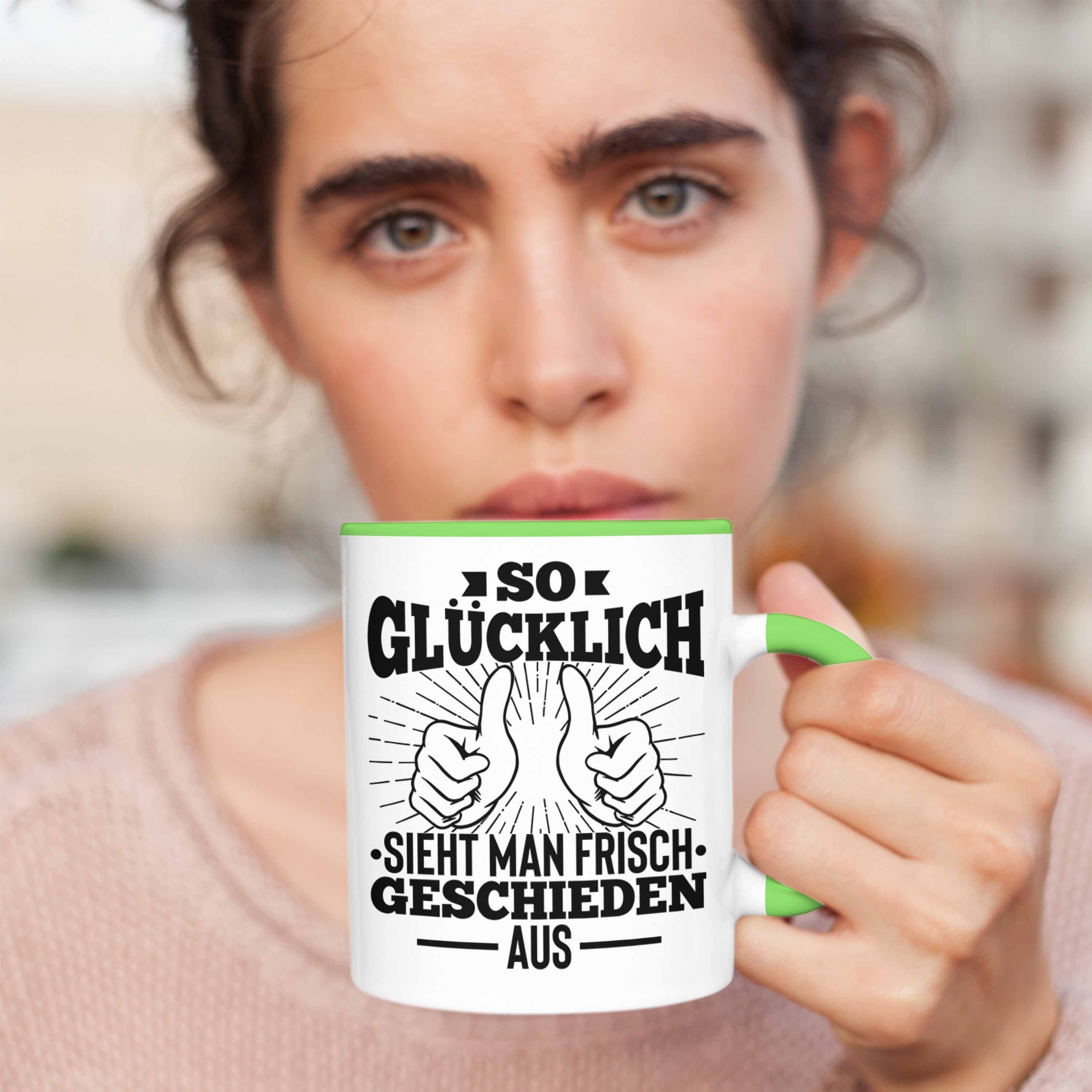 Geschenkidee Scheidung Trendation Tasse Glücklich Tasse Scheidung Lustig - Grün Trendation