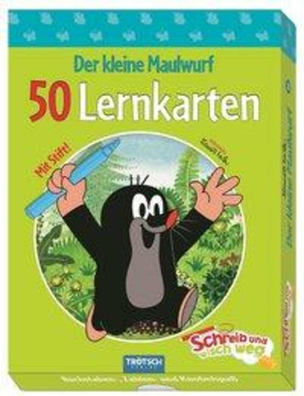 Trötsch Verlag Spiel, Der kleine Maulwurf Lernkarten Schreib-und-wisch-weg in Box | Kinderspiele